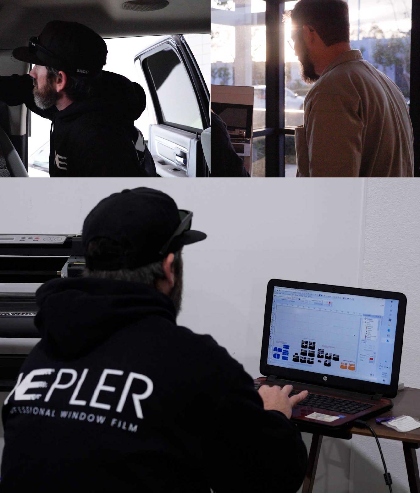 Ceramic Window Tinting Expert Cutting Film in Parlier, California