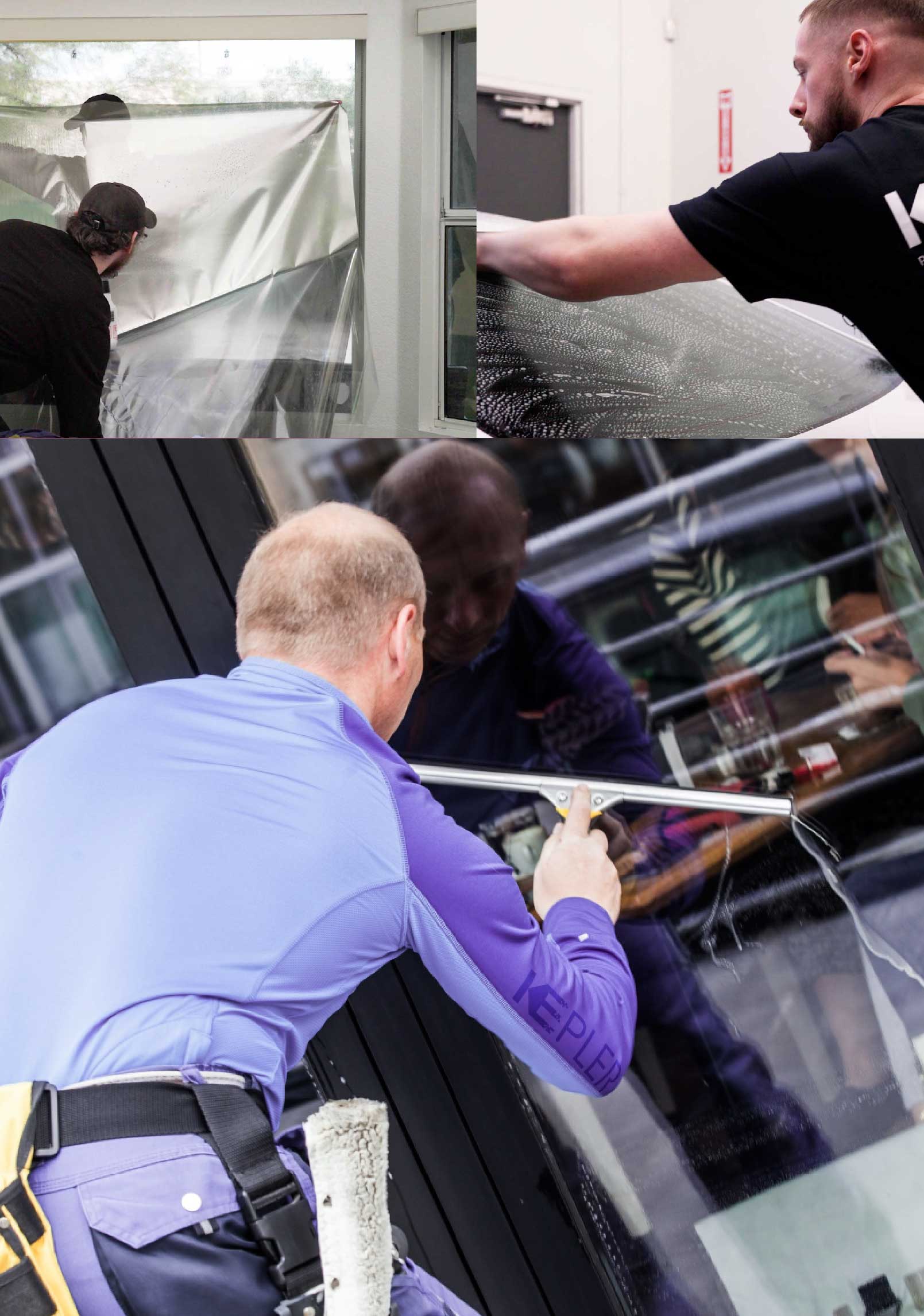 Kepler Professional Applying Anti-Graffiti Window Film to a Colonial Heights Shop Front