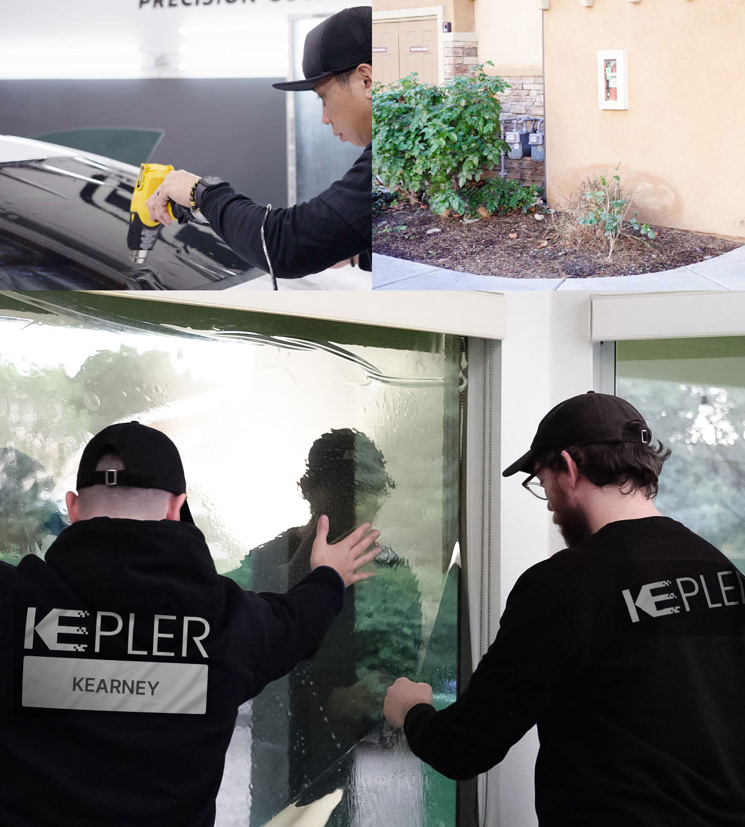 Expert Technician Installing Advanced Window Tint to Home in Kearney