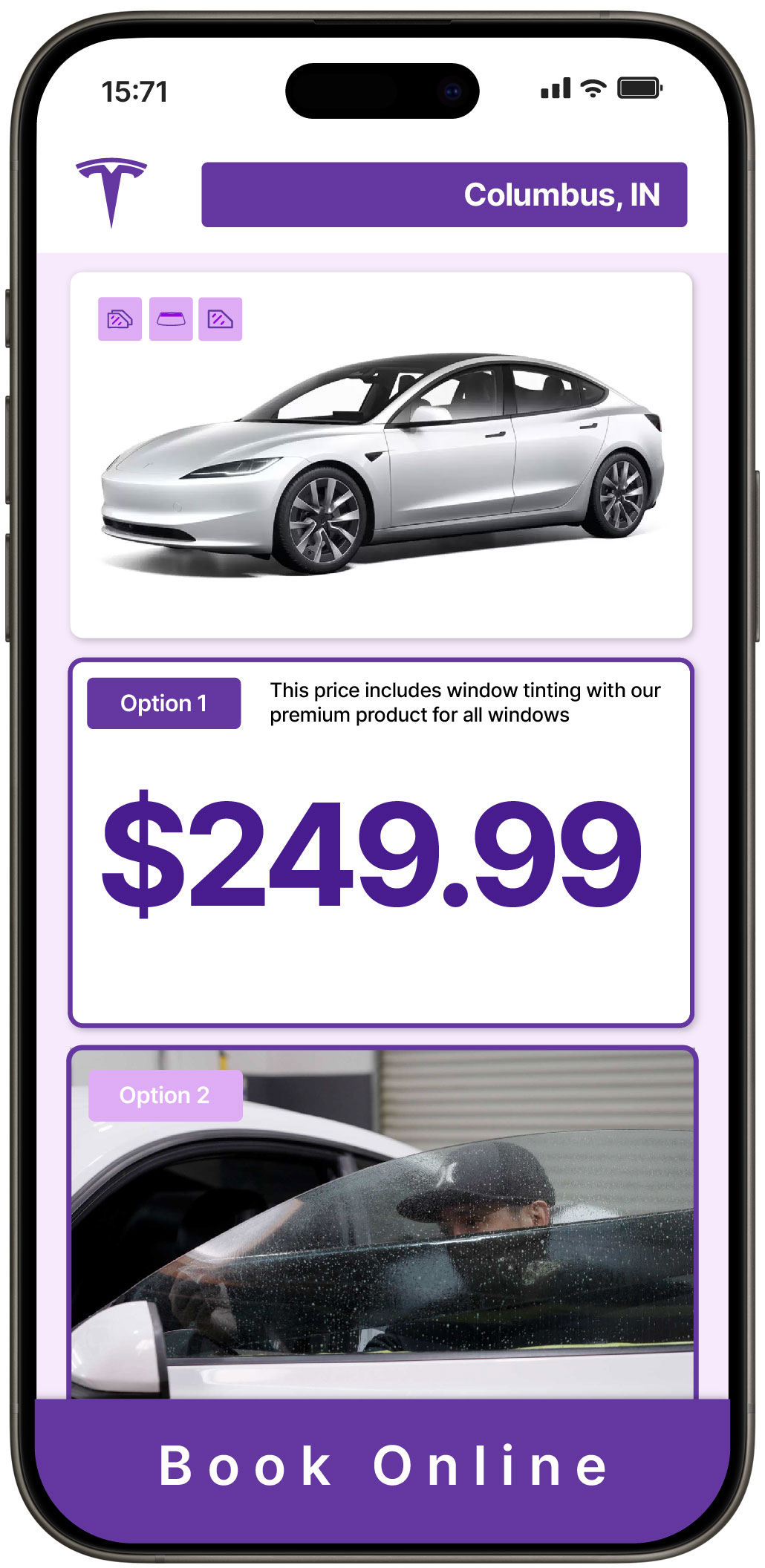View Competitive Tesla Window Tinting Prices in Columbus, Indiana
