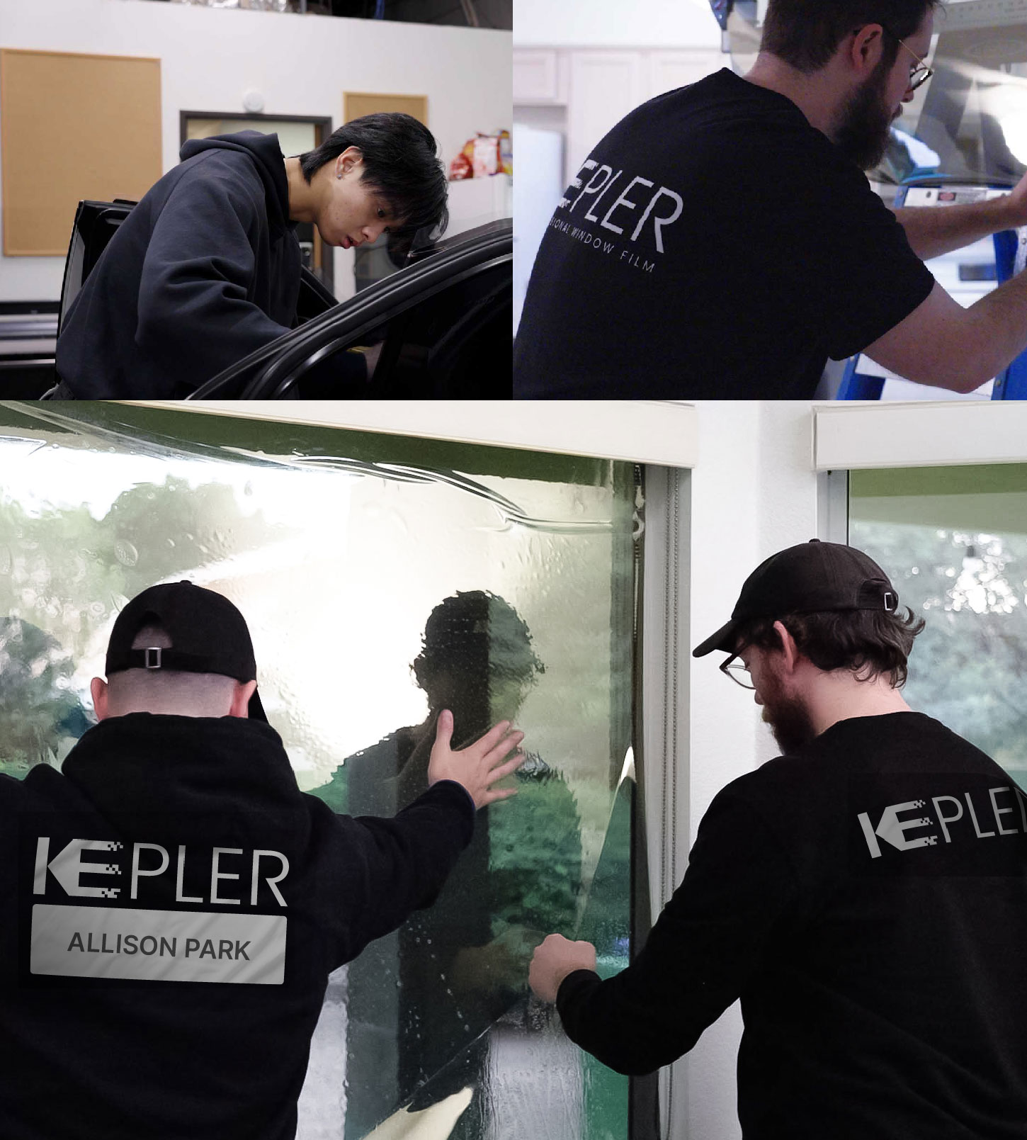 Kepler Technician Installing Advanced Window Tint to Home in Allison Park