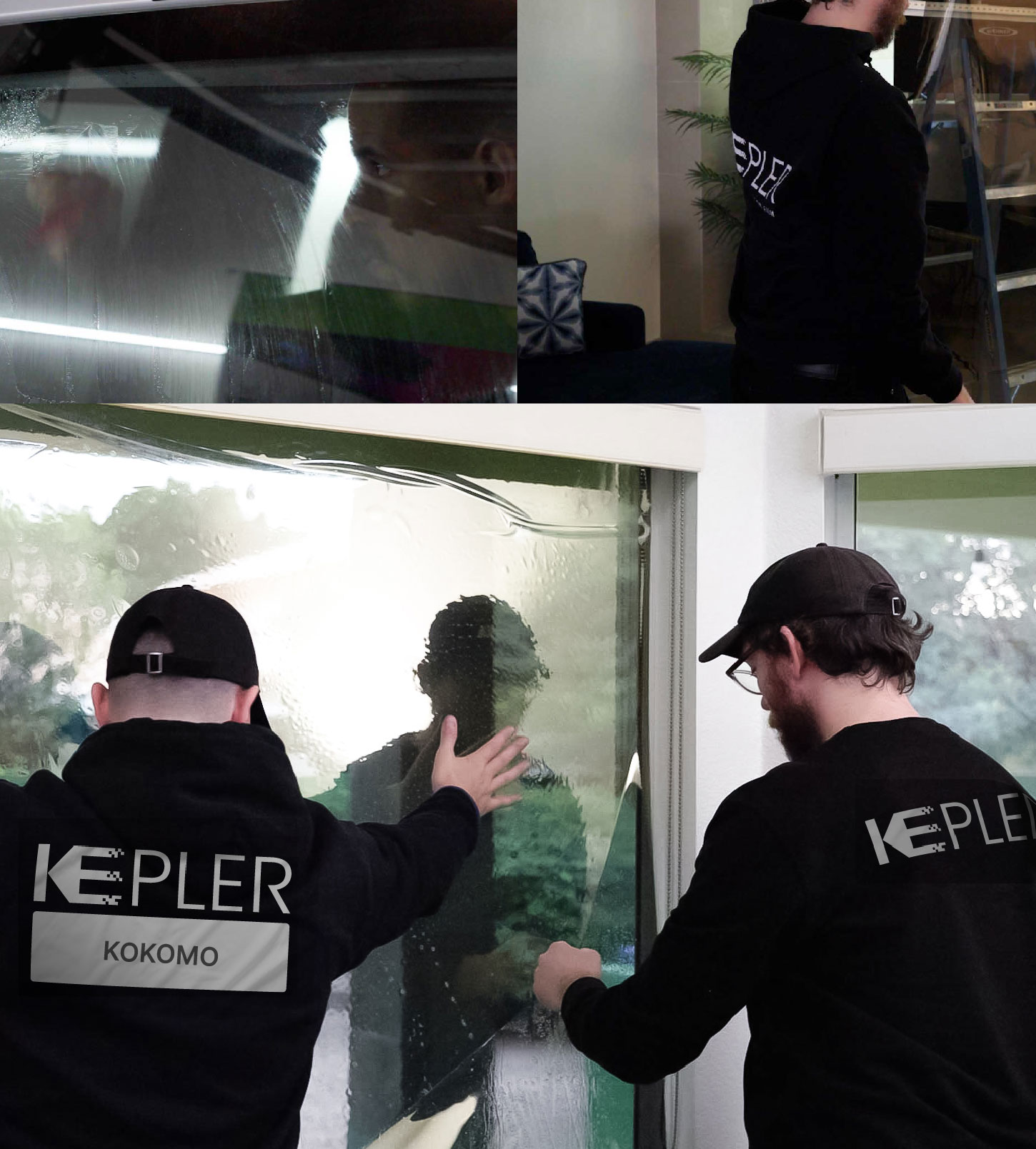 Kepler Technician Applying Ceramic Window Tint to Home in Kokomo