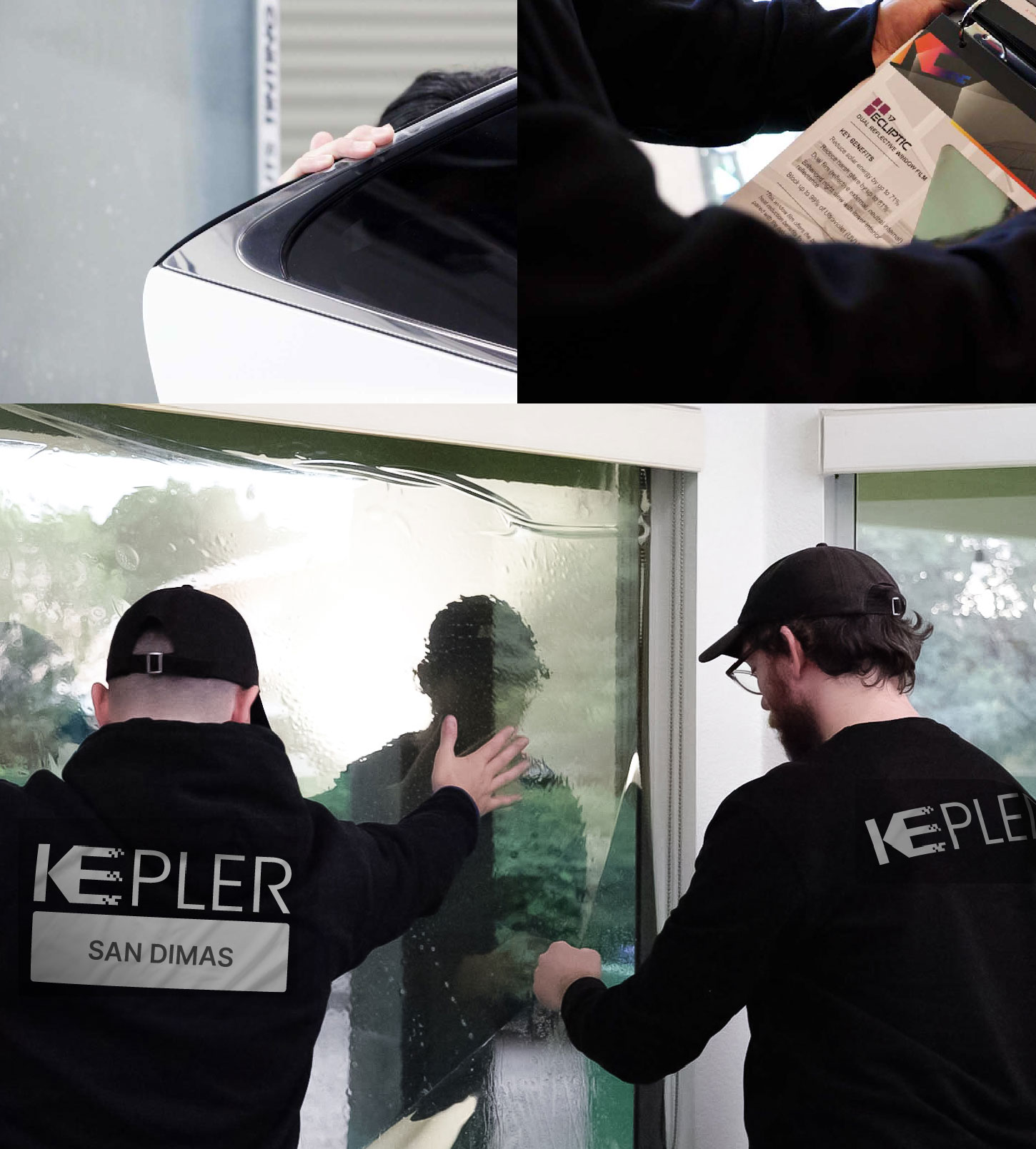 Expert Technician Installing Ceramic Window Tint to Home in San Dimas