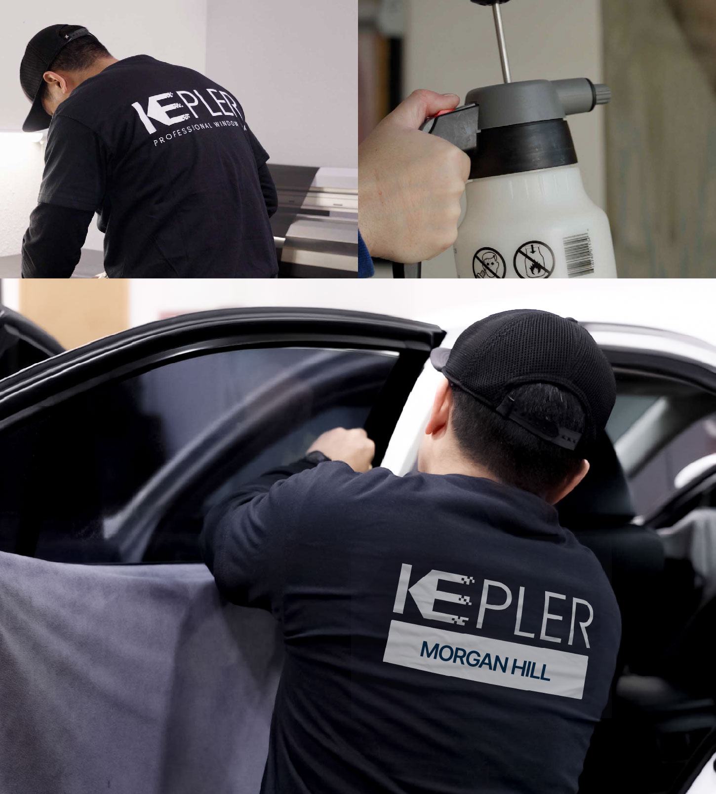 Automotive Window Tinting Expert Applying Film in Morgan Hill, California