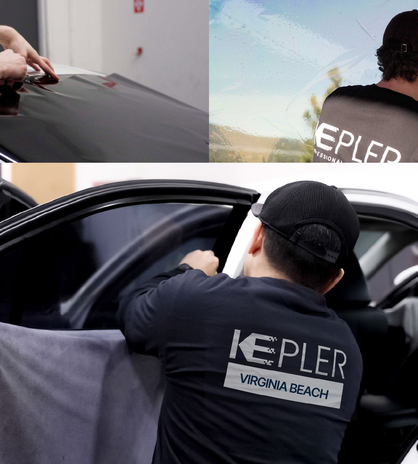Automotive Window Tinting Expert Applying Film in Virginia Beach, Virginia