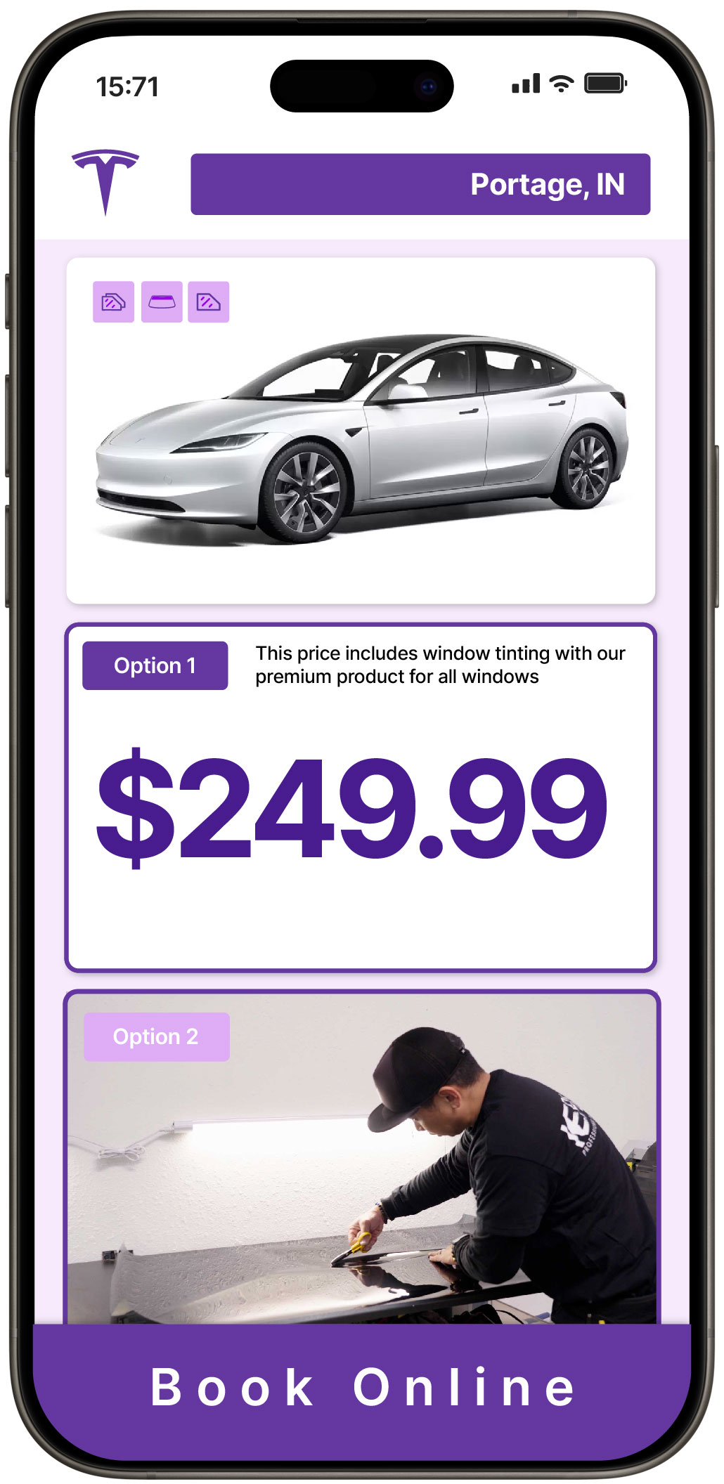 View Affordable Tesla Window Tinting Prices in Portage, Indiana