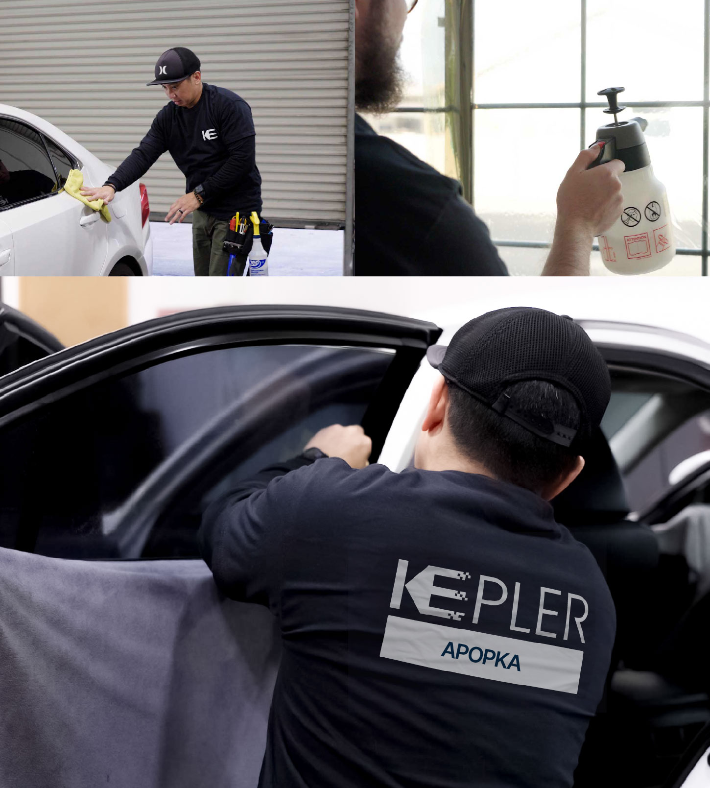 Automotive Window Tinting Expert Applying Film in Apopka, Florida
