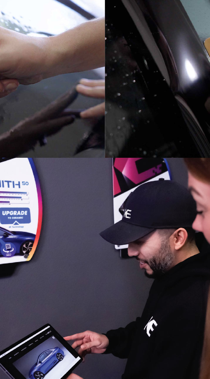 Kepler Dealer Showing Car Window Film Options to Customer in Virginia Beach, Virginia