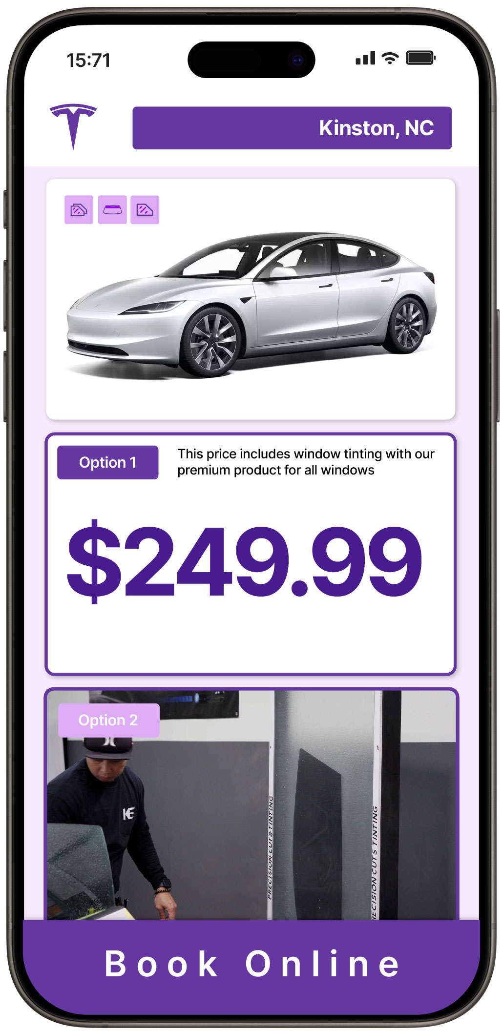 View Affordable Tesla Window Tinting Prices in Kinston, North Carolina