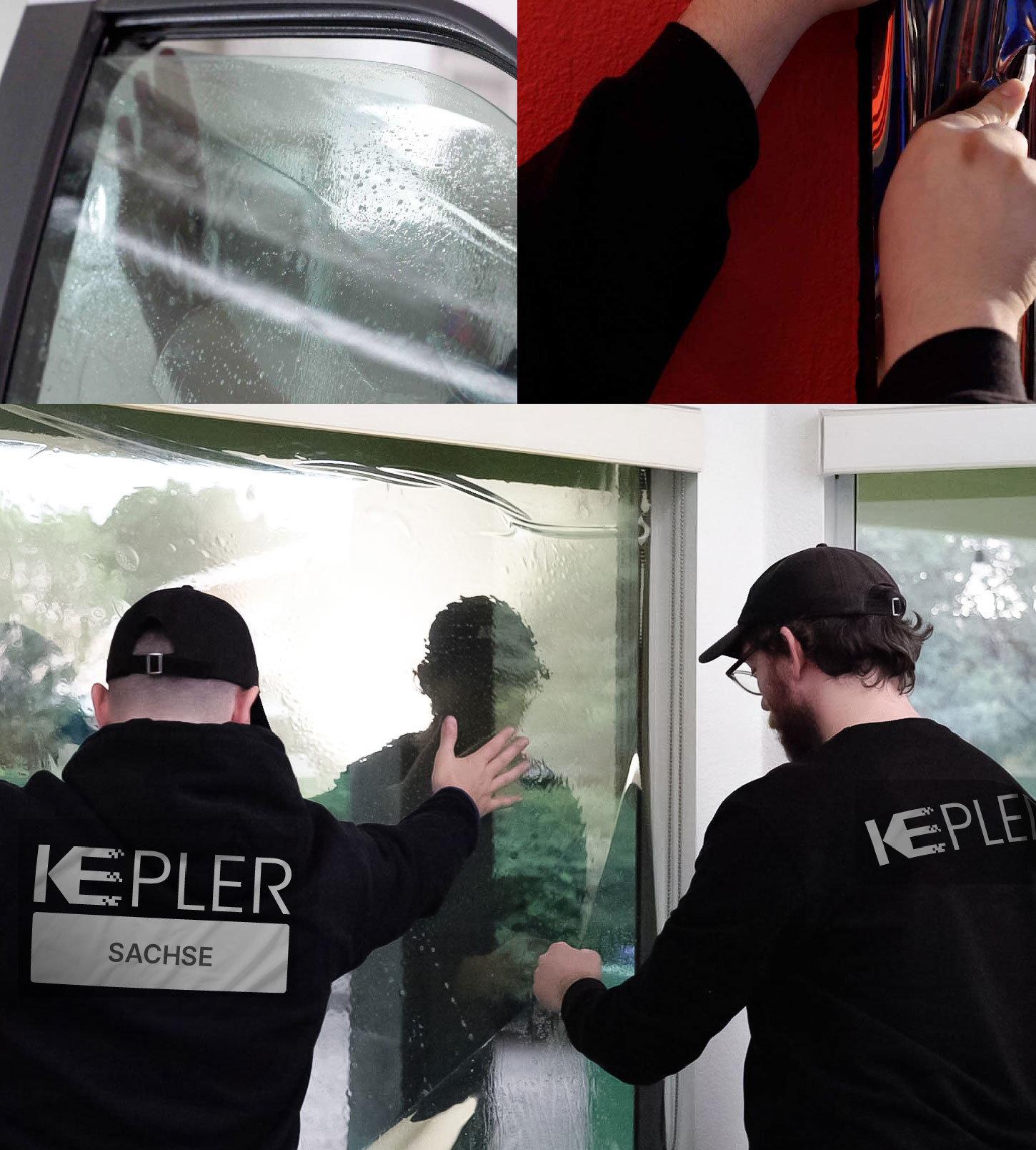 Expert Technician Fitting High-tech Window Tint to Home in Sachse