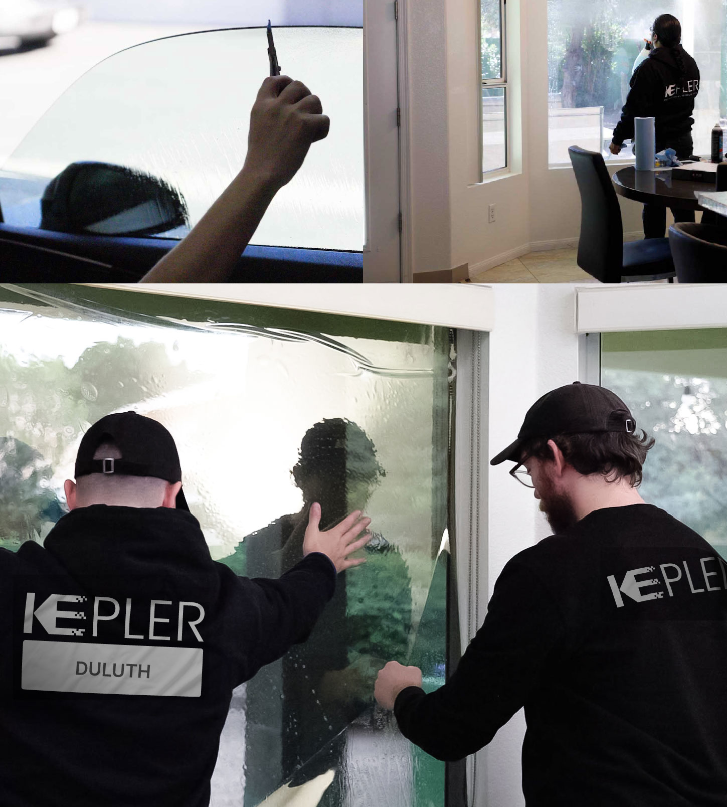 Expert Technician Applying Advanced Window Tint to Home in Duluth