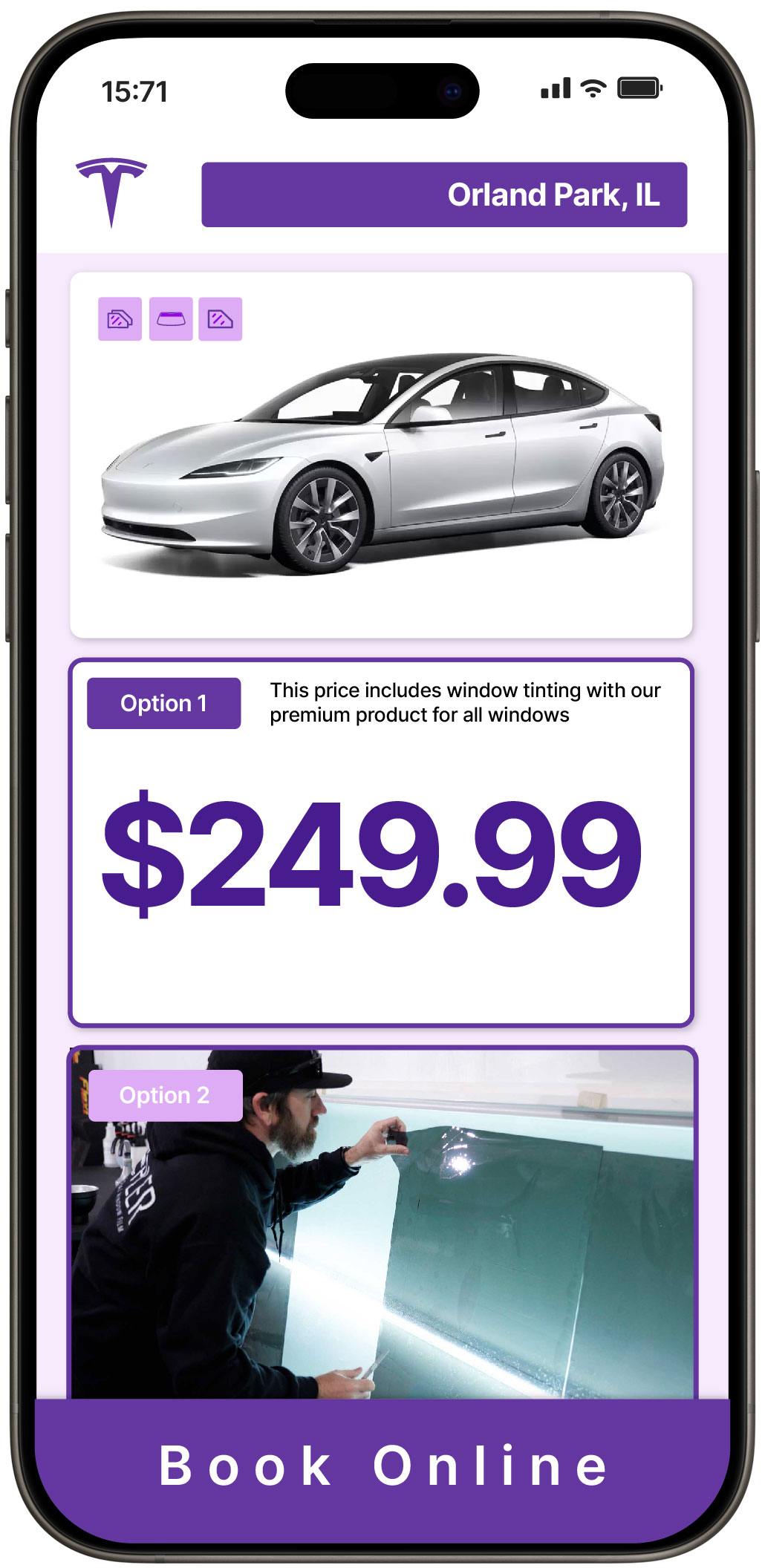 View Affordable Tesla Window Tinting Costs in Orland Park, Illinois