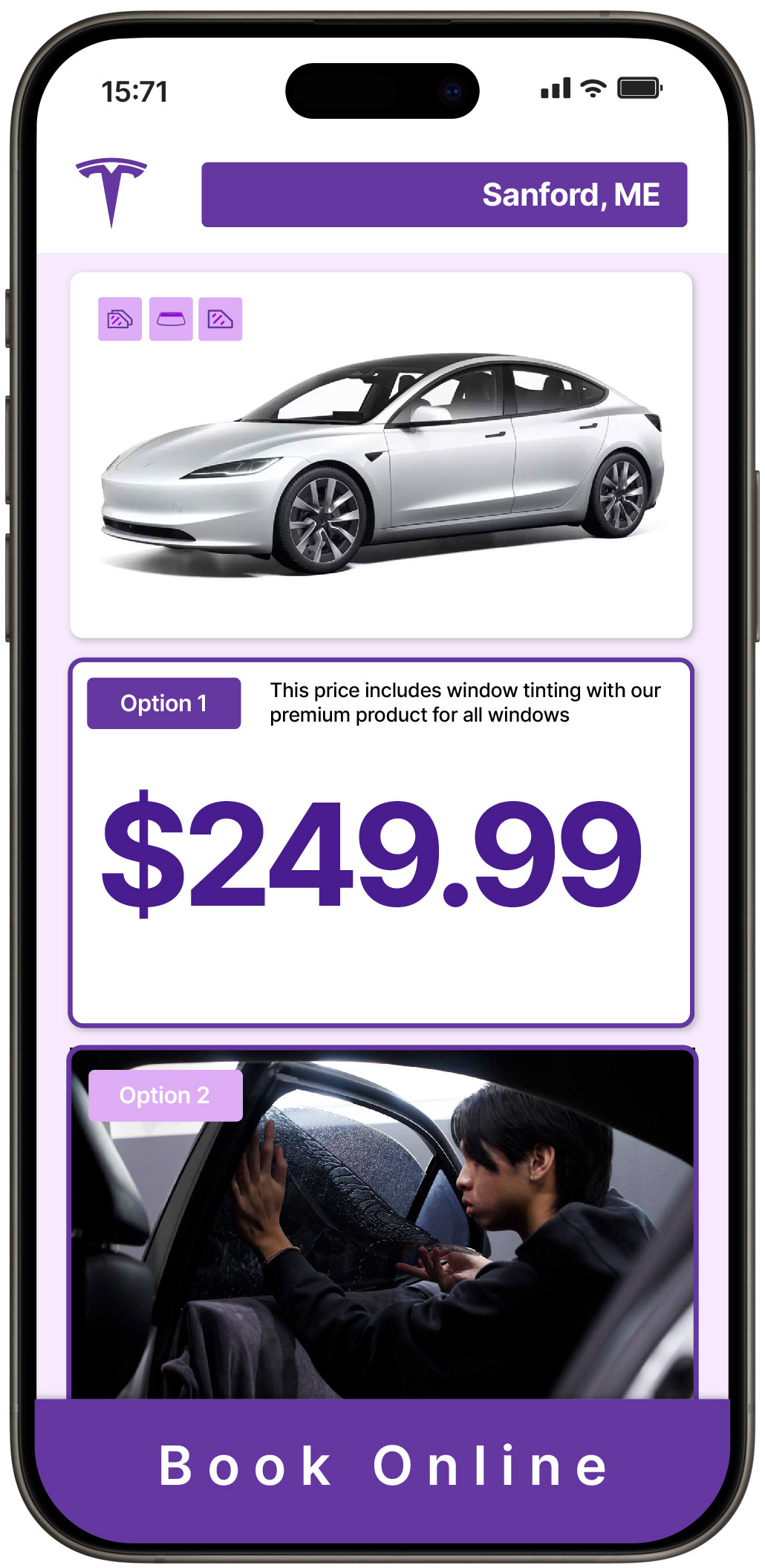 View Reasonable Tesla Window Tinting Prices in Sanford, Maine