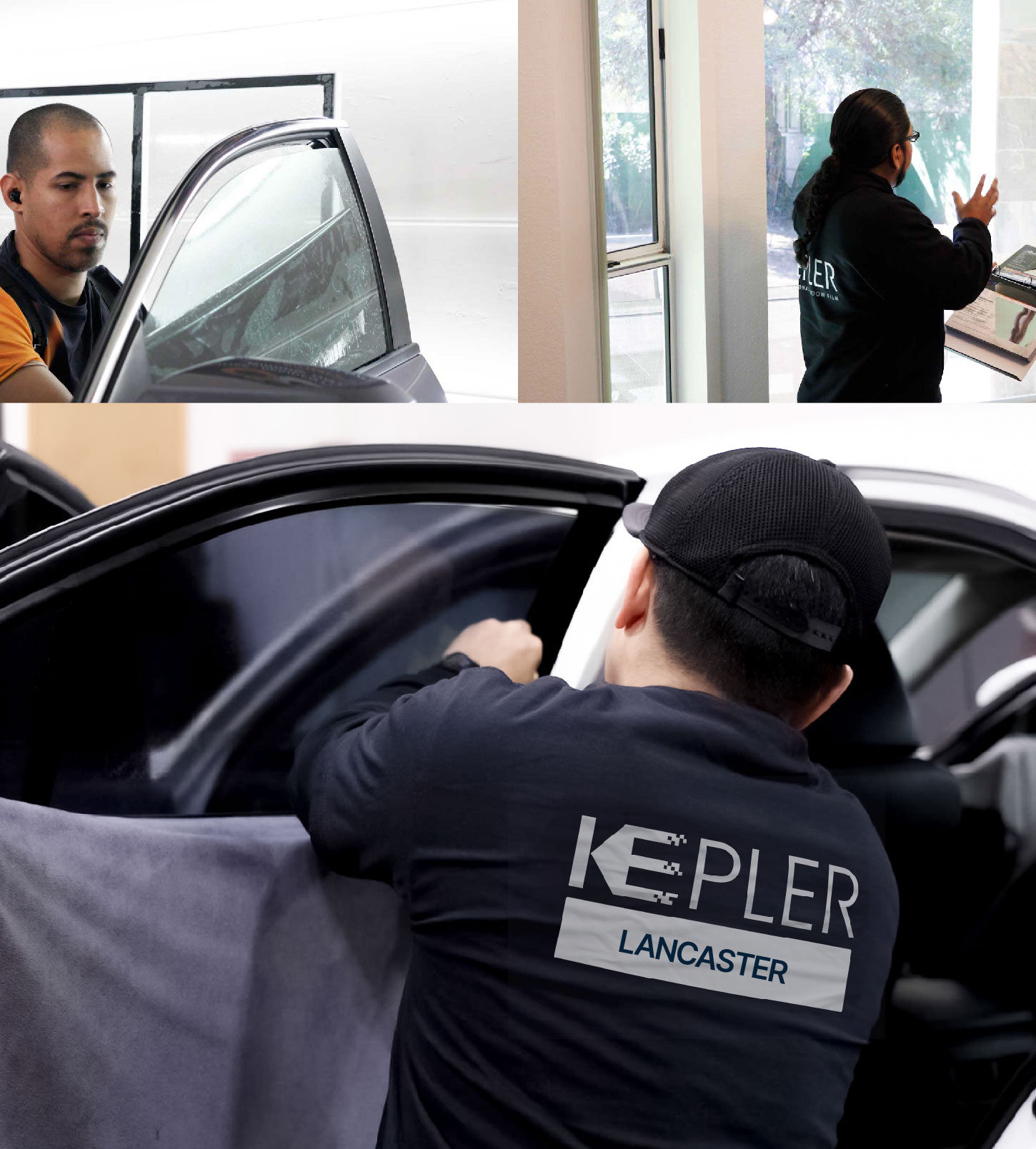 Automotive Window Tinting Expert Applying Film in Lancaster, Texas