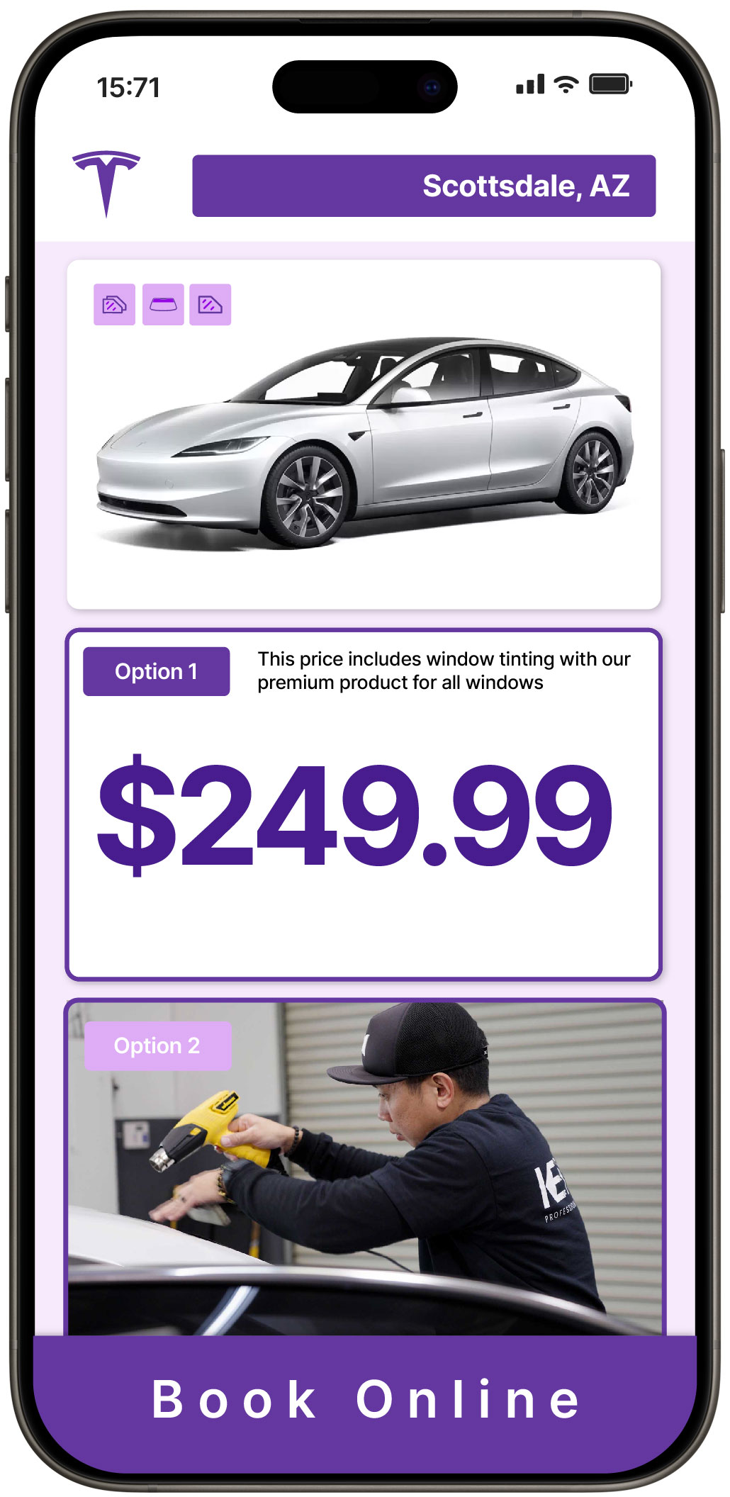 View Affordable Tesla Window Tinting Prices in Scottsdale, Arizona