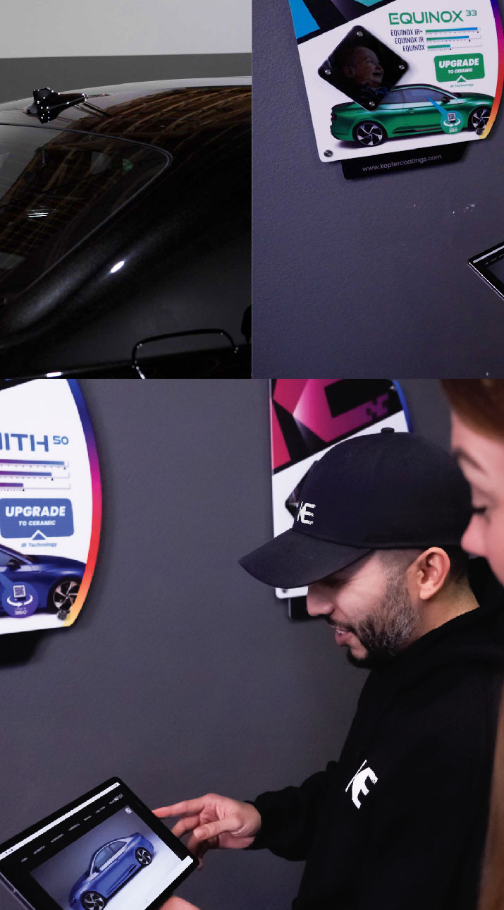 Kepler Dealer Showing Car Window Film Options to Customer in Saint Charles, Missouri