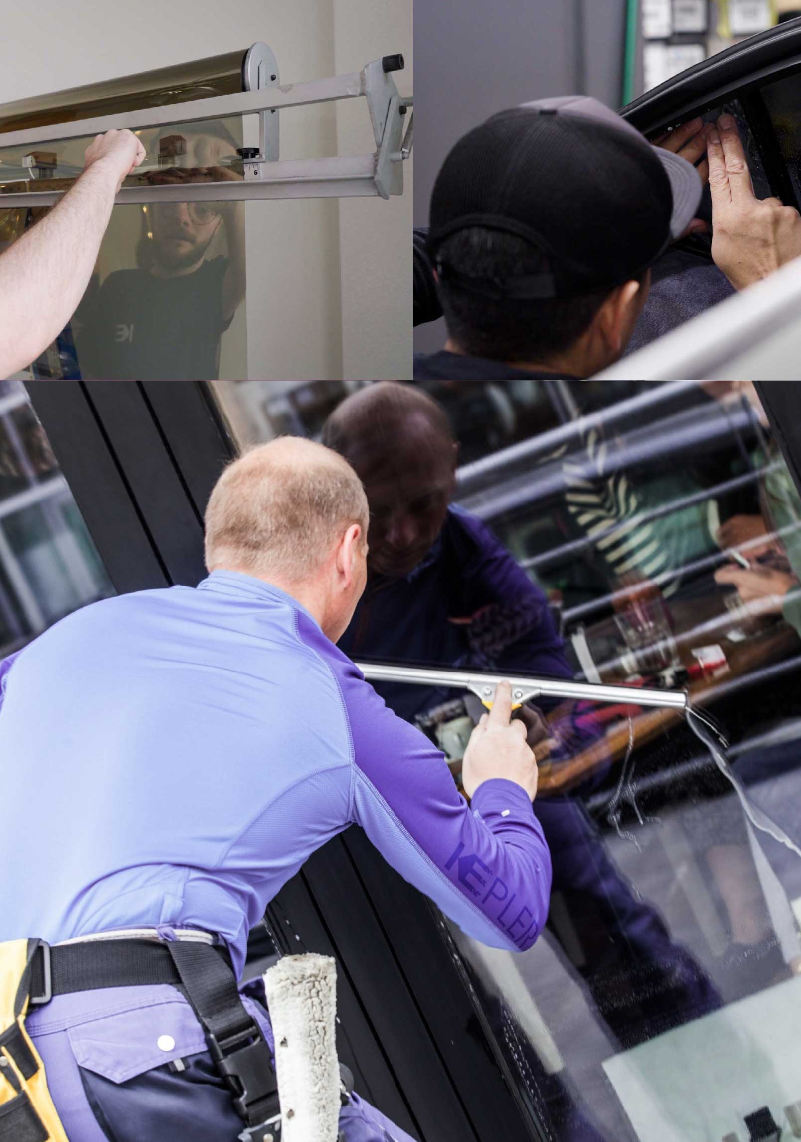 Kepler Professional Applying Anti-Graffiti Window Film to a Lynchburg Shop Front