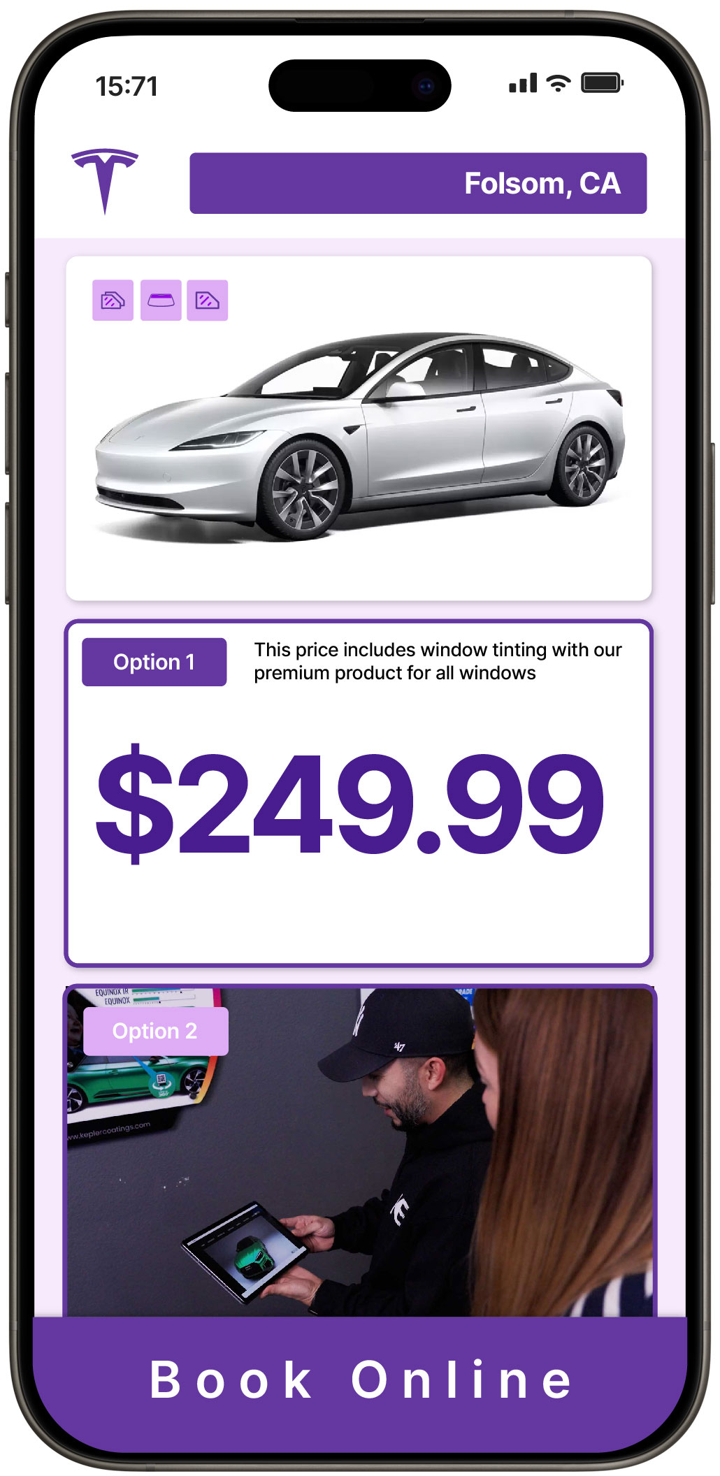 View Competitive Tesla Window Tinting Costs in Folsom, California