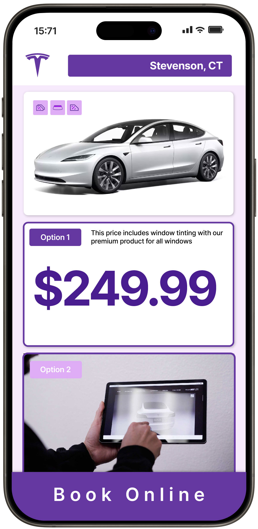 View Reasonable Tesla Window Tinting Rates in Stevenson, Connecticut