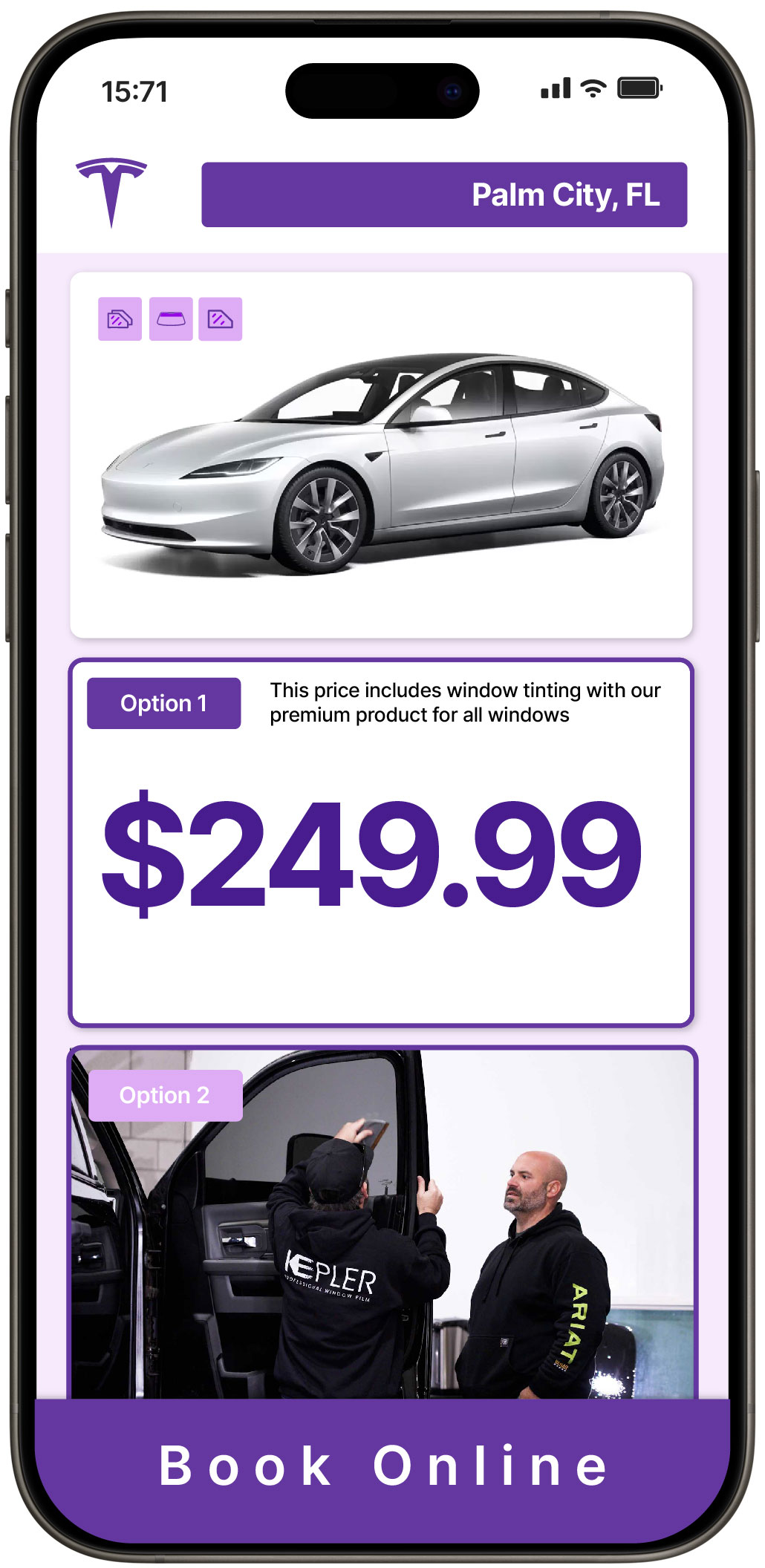 View Competitive Tesla Window Tinting Prices in Palm City, Florida