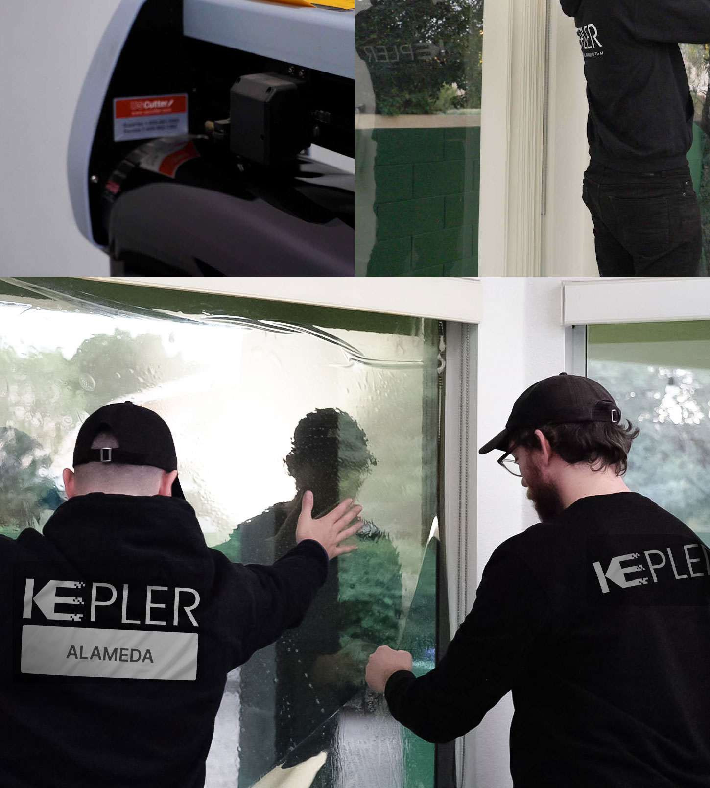 Kepler Technician Installing Ceramic Window Tint to Home in Alameda