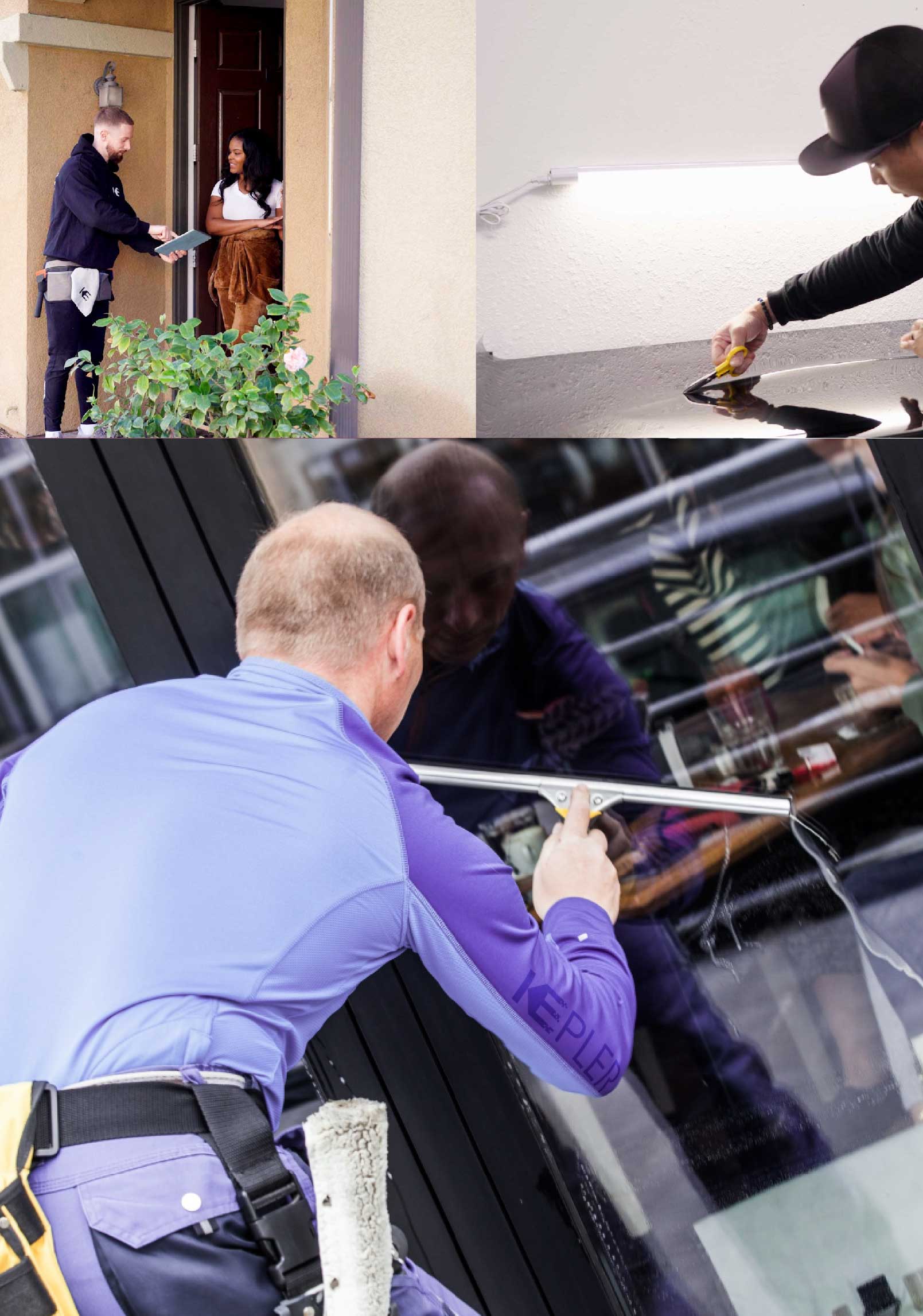 Kepler Professional Applying Anti-Graffiti Window Film to a Greensboro Shop Front
