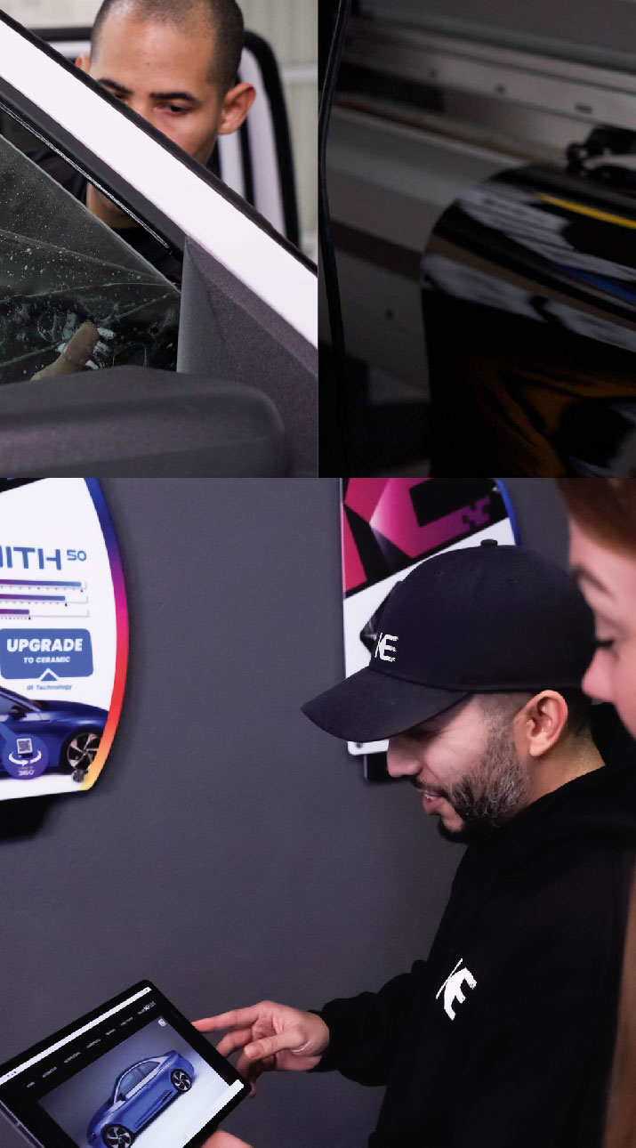 Kepler Dealer Showing Car Window Film Options to Customer in Perry, Georgia