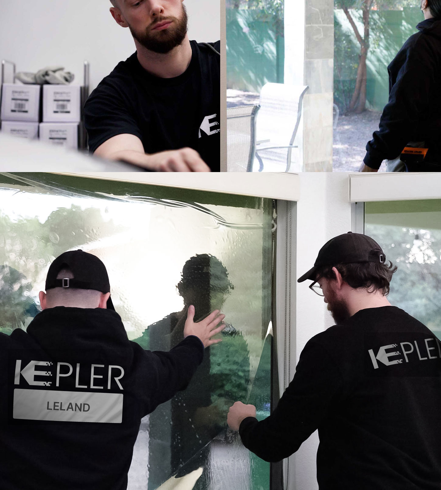 Kepler Technician Installing High-tech Window Tint to Home in Leland