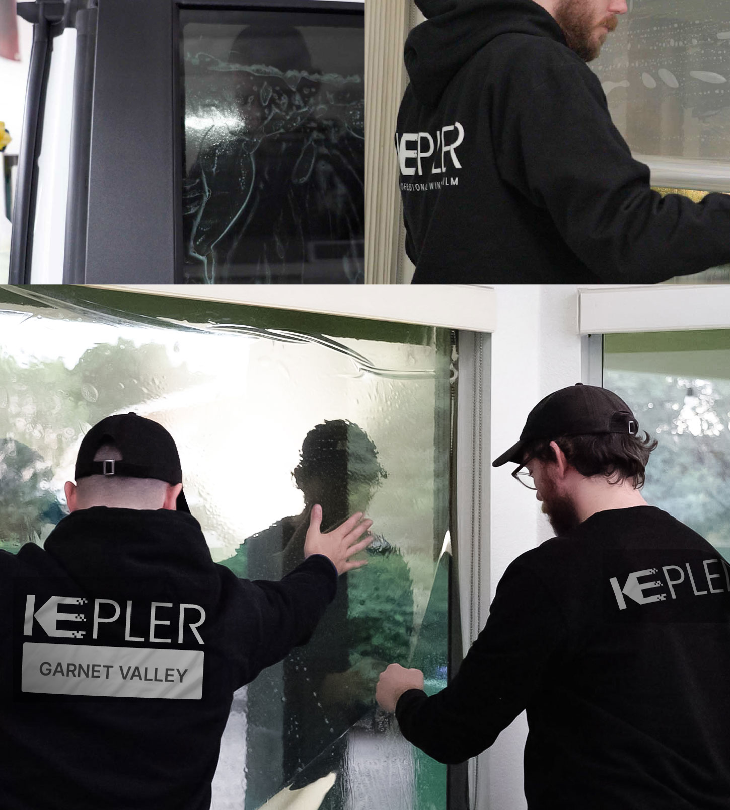 Kepler Technician Applying Ceramic Window Tint to Home in Garnet Valley