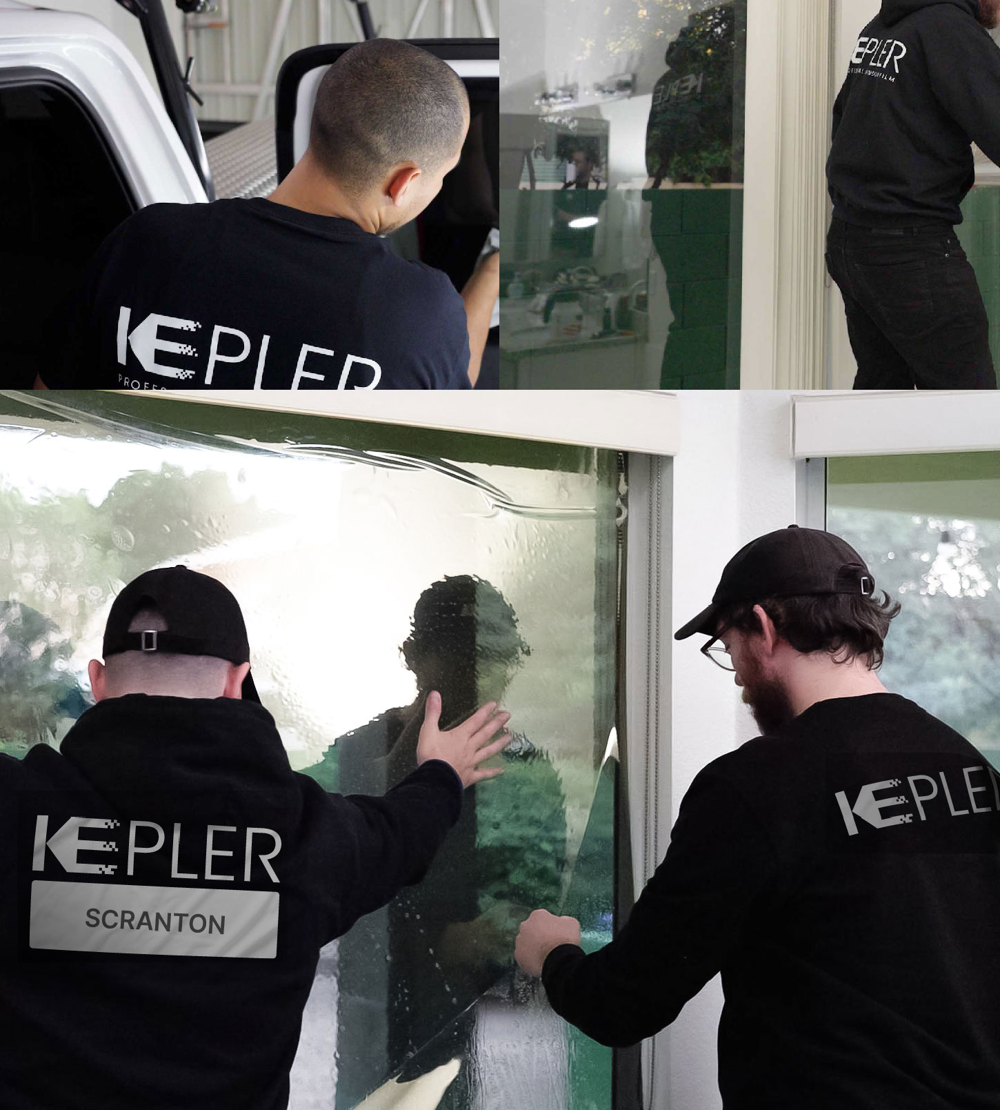 Kepler Technician Fitting High-tech Window Tint to Home in Scranton