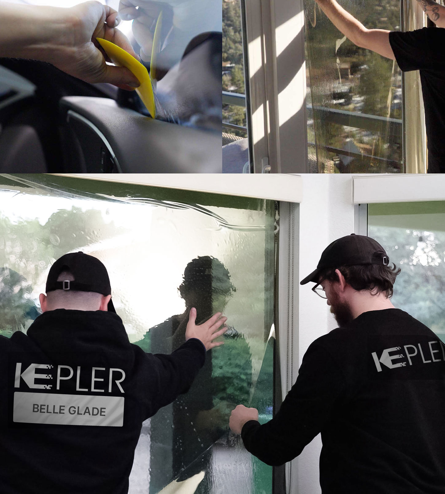 Kepler Technician Installing Ceramic Window Tint to Home in Belle Glade