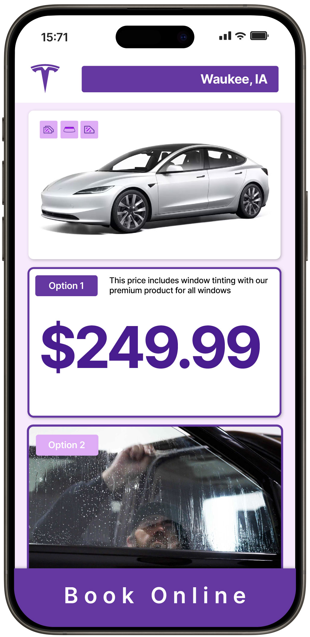 View Reasonable Tesla Window Tinting Rates in Waukee, Iowa