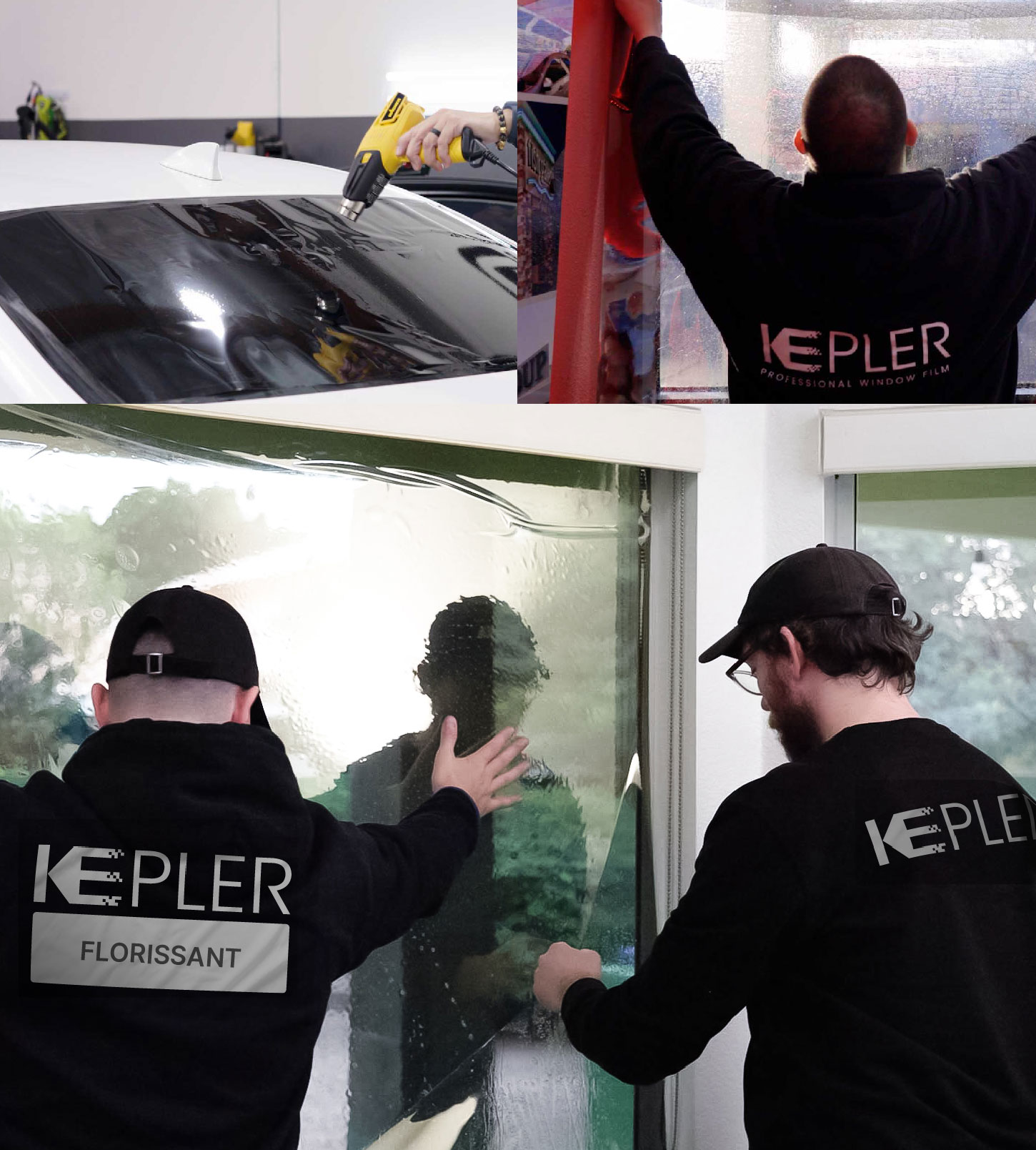 Expert Technician Applying Ceramic Window Tint to Home in Florissant