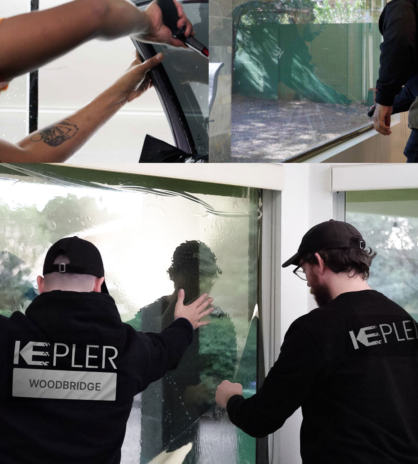 Expert Technician Applying Ceramic Window Tint to Home in Woodbridge