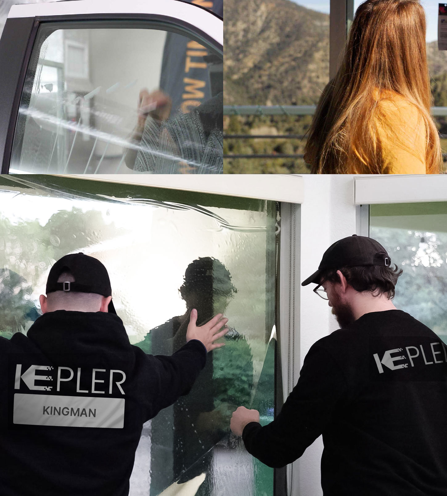 Expert Technician Installing Advanced Window Tint to Home in Kingman