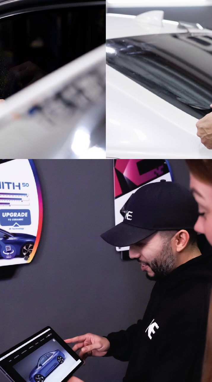 Kepler Dealer Showing Car Window Film Options to Customer in McKinney, Texas
