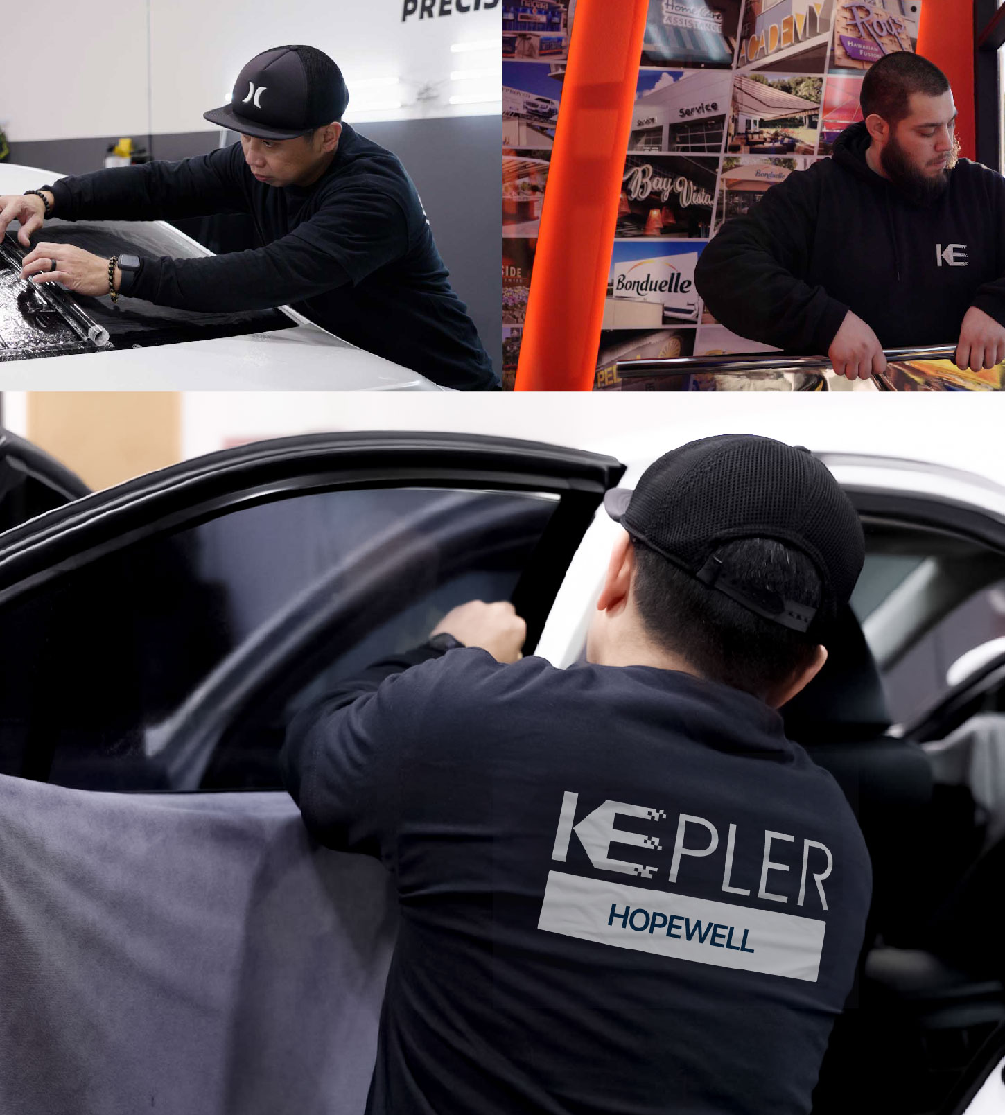 Automotive Window Tinting Expert Applying Film in Hopewell, Virginia