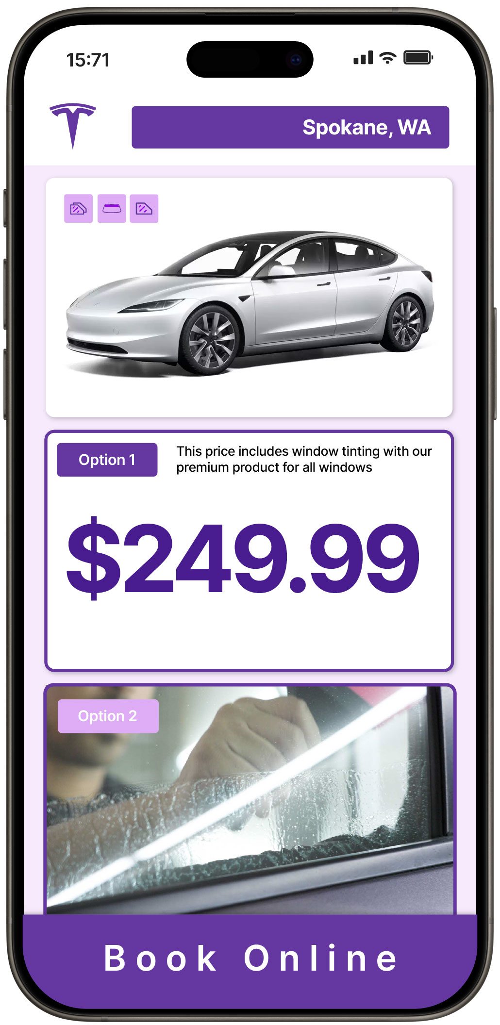 View Competitive Tesla Window Tinting Prices in Spokane, Washington