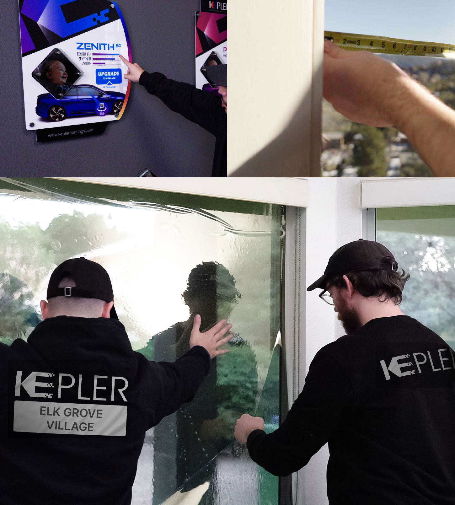 Expert Technician Applying Advanced Window Tint to Home in Elk Grove Village