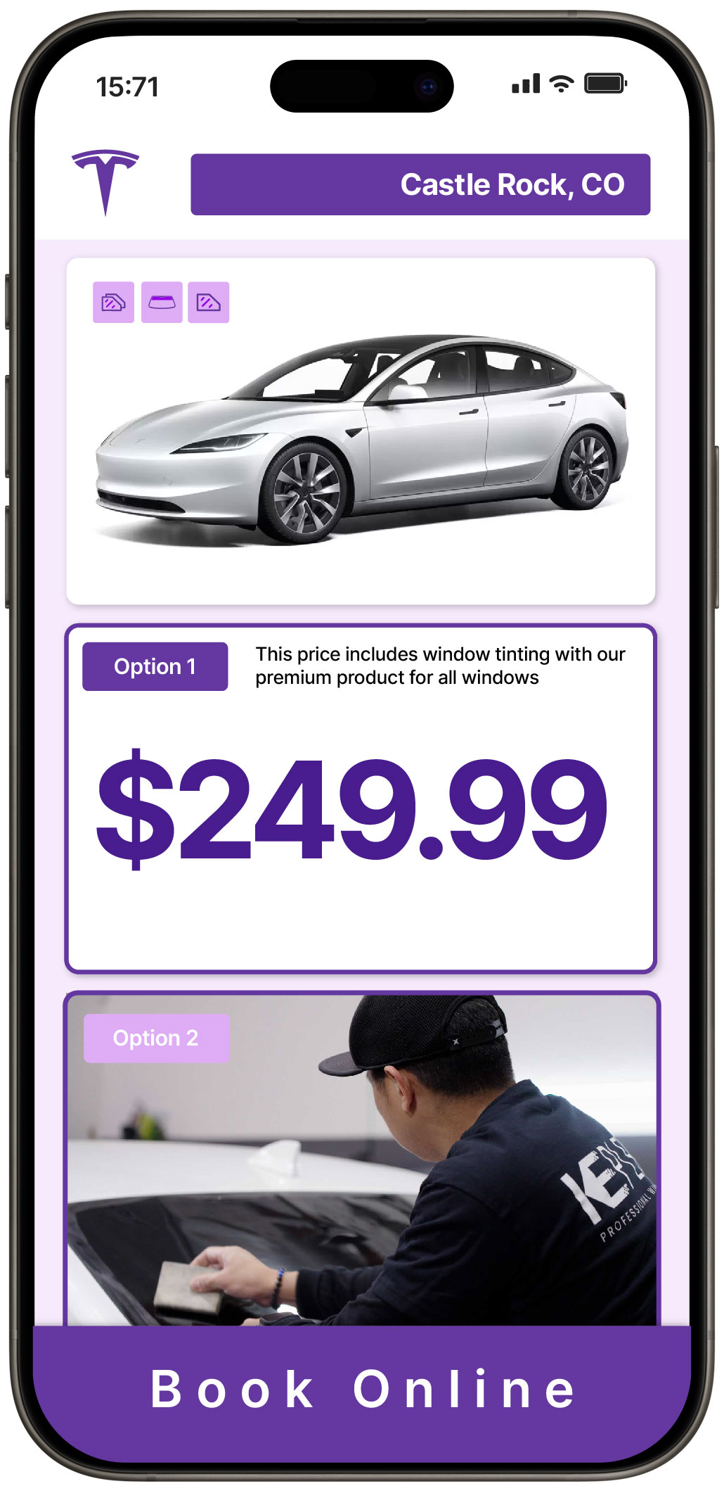View Affordable Tesla Window Tinting Rates in Castle Rock, Colorado