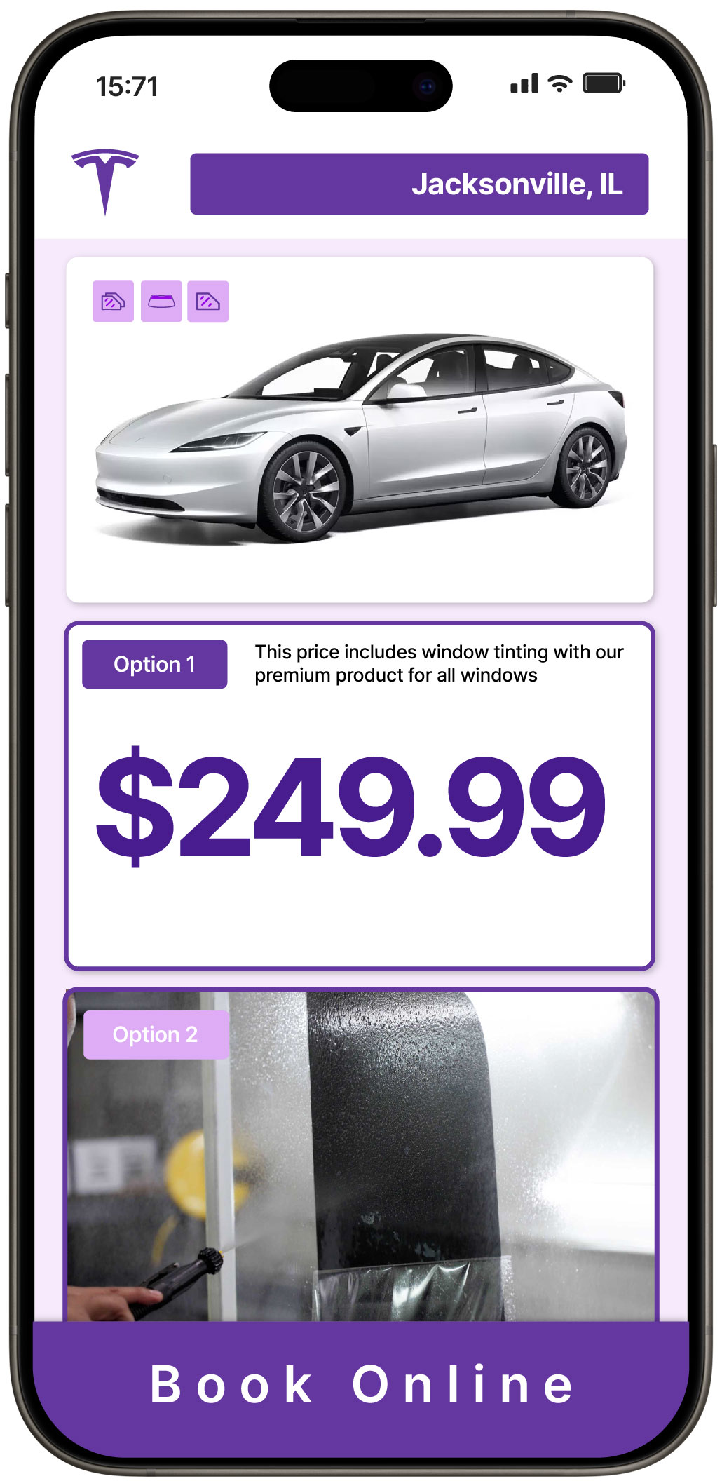 View Affordable Tesla Window Tinting Rates in Jacksonville, Illinois
