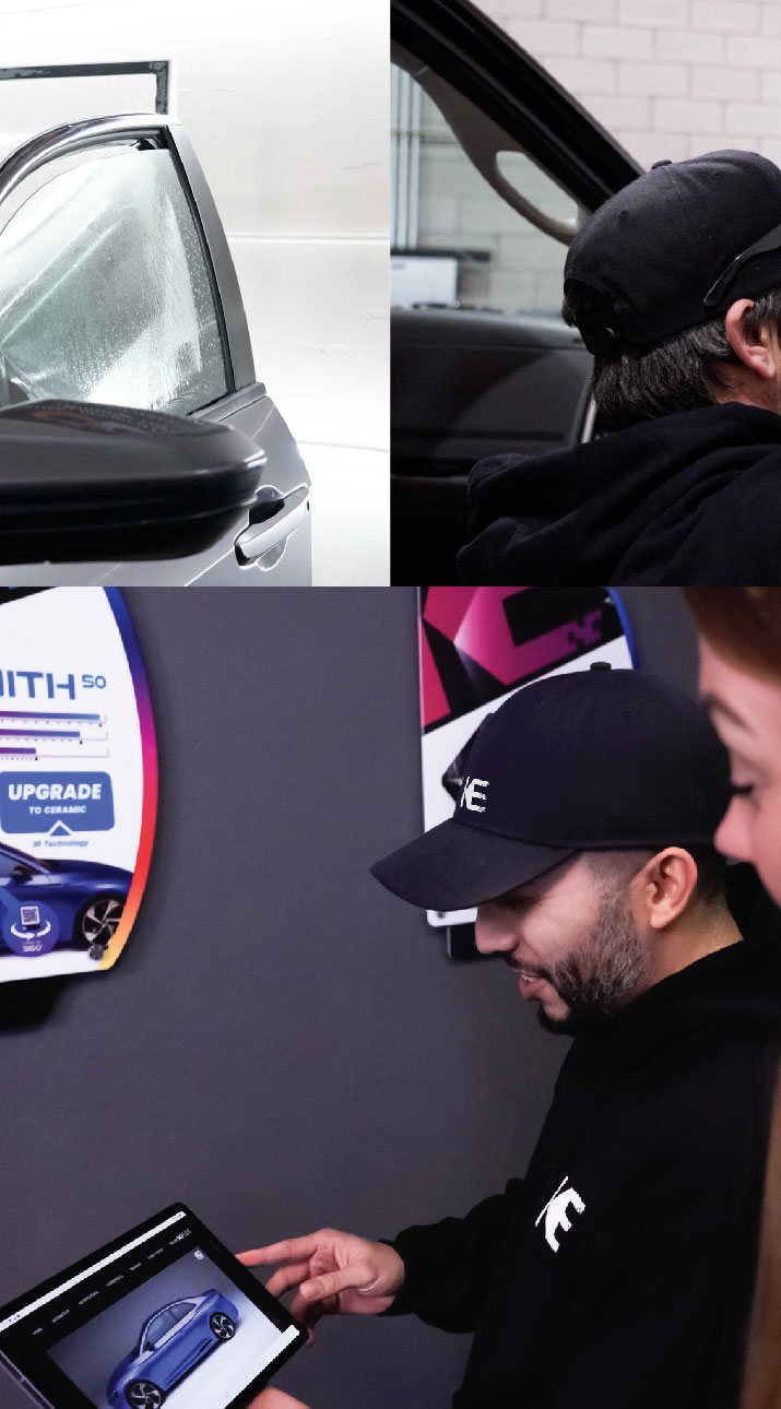 Kepler Dealer Showing Car Window Film Options to Customer in Los Banos, California