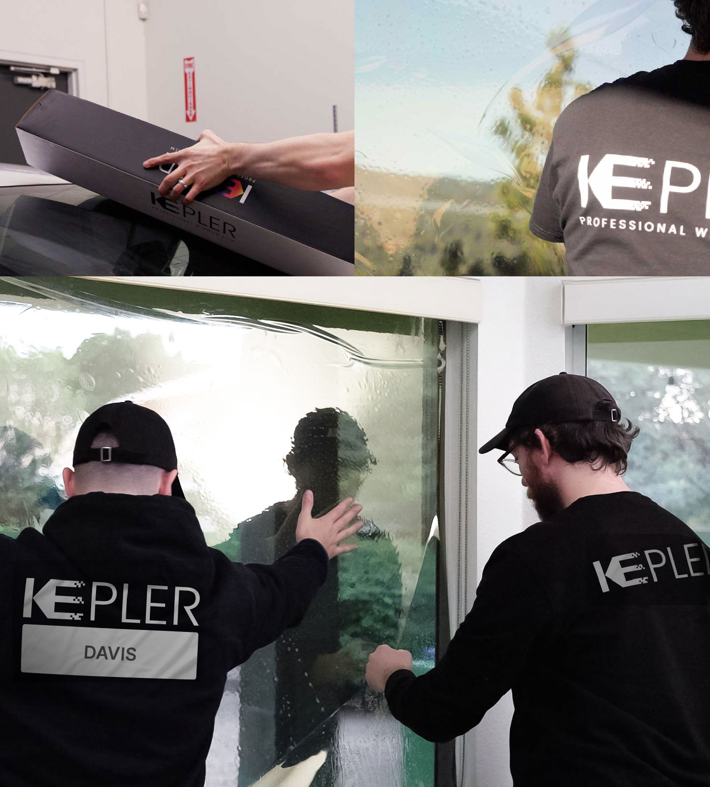 Kepler Technician Fitting High-tech Window Tint to Home in Davis