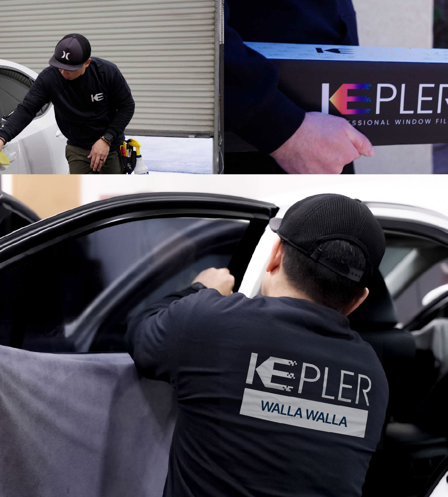 Automotive Window Tinting Expert Applying Film in Walla Walla, Washington