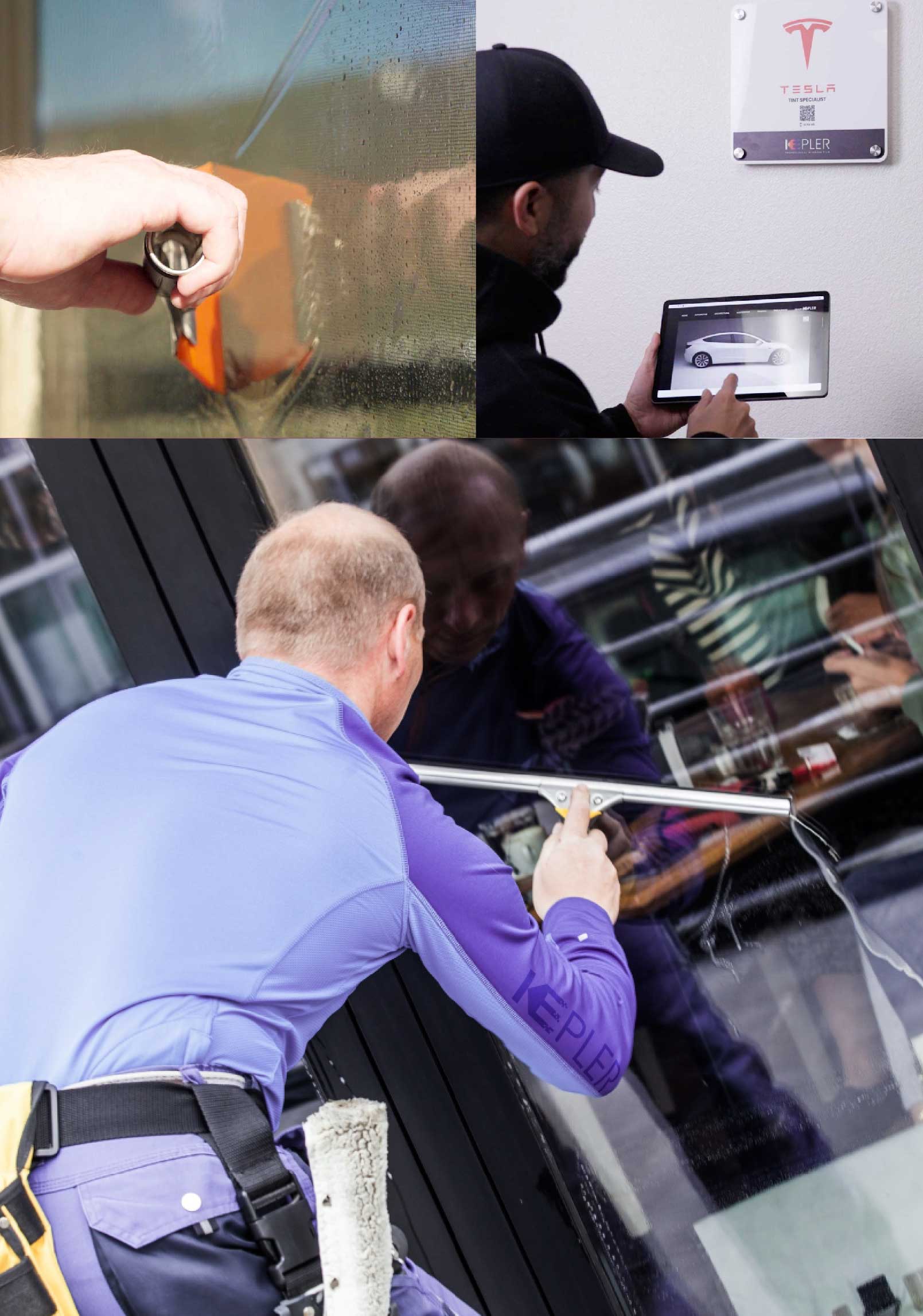 Kepler Professional Applying Anti-Graffiti Window Film to a Granite City Shop Front
