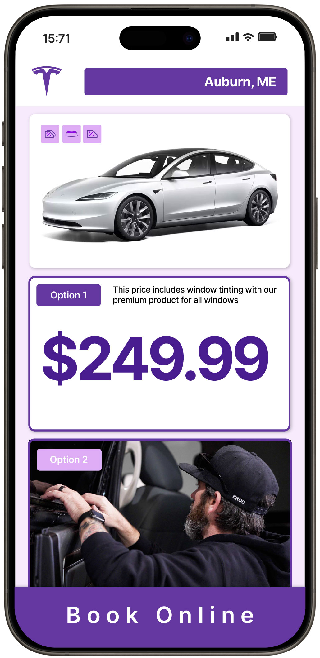 View Competitive Tesla Window Tinting Costs in Portland, Maine