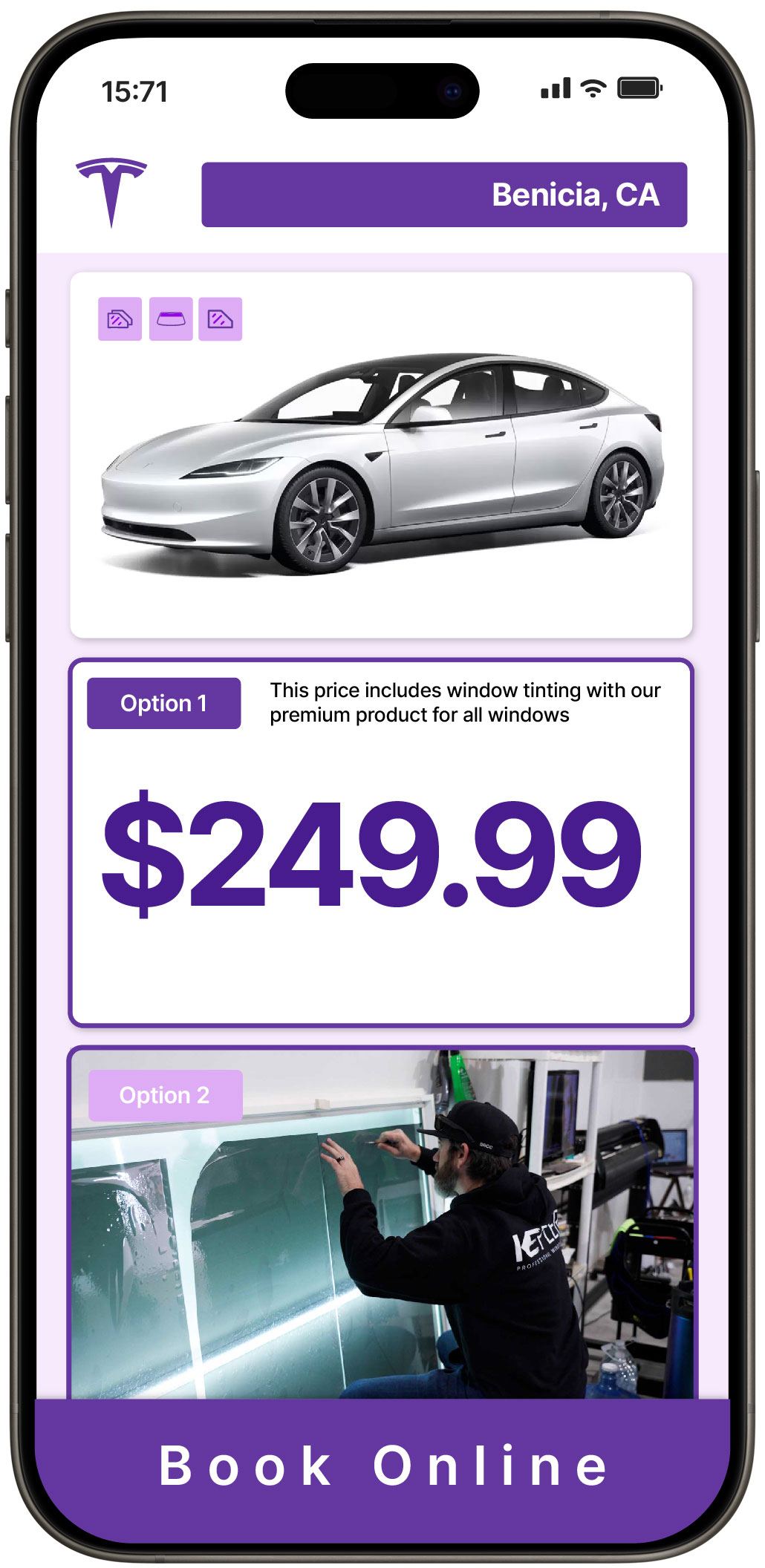 View Reasonable Tesla Window Tinting Rates in Benicia, California