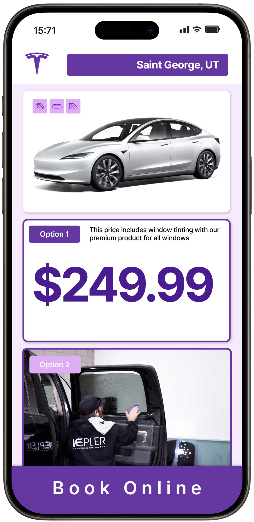 View Reasonable Tesla Window Tinting Prices in Saint George, Utah