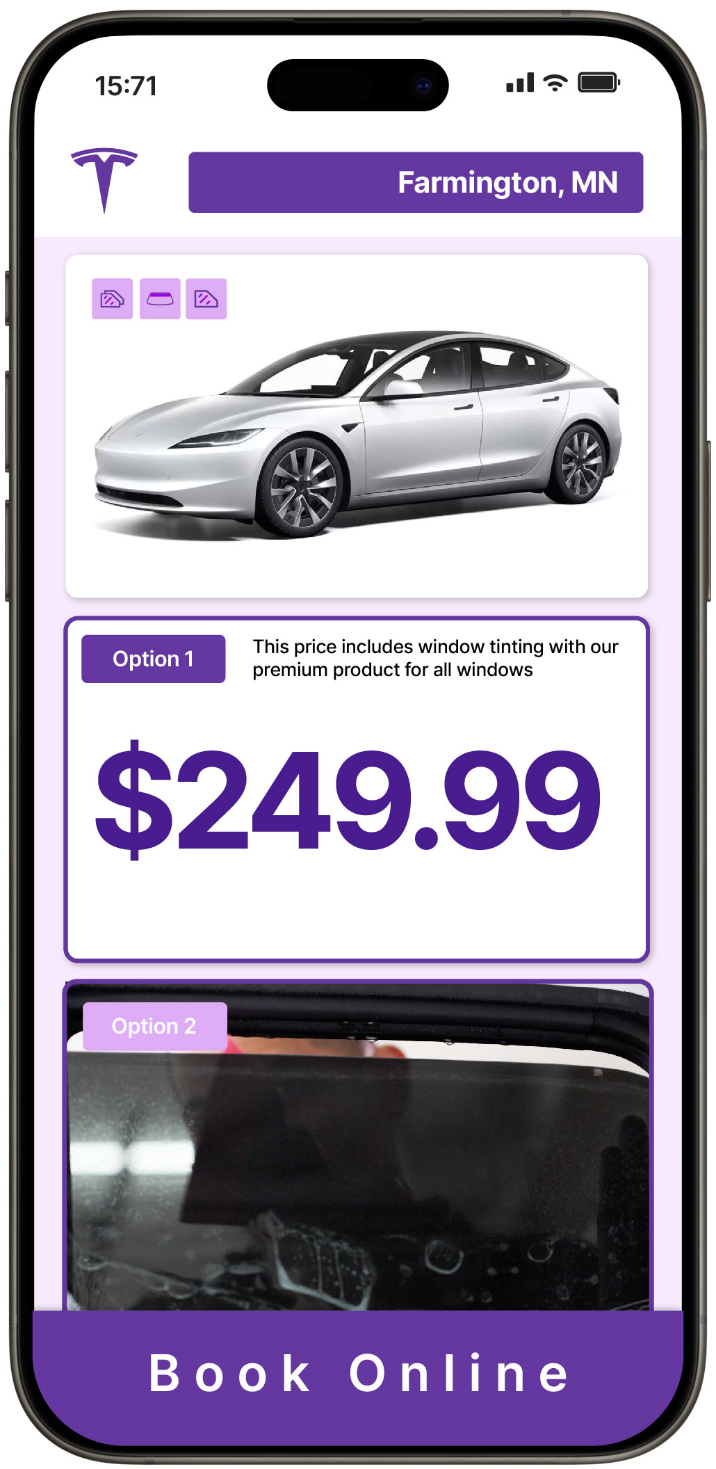View Competitive Tesla Window Tinting Prices in Farmington, Minnesota