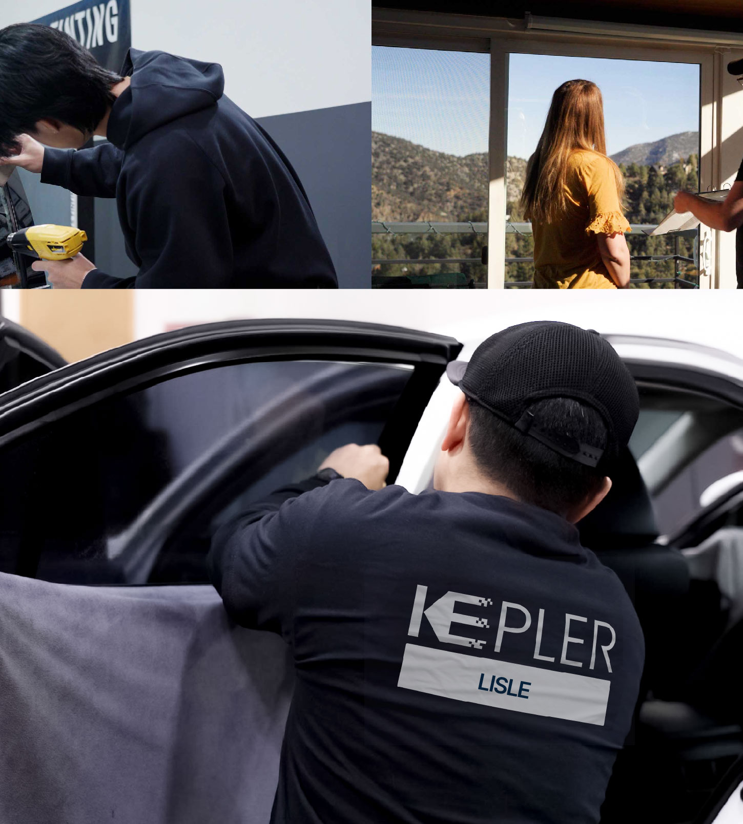 Automotive Window Tinting Expert Applying Film in Lisle, Illinois